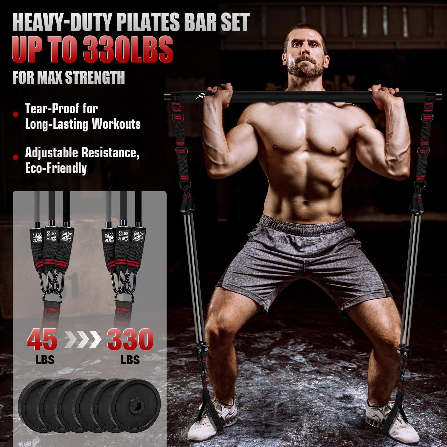 Kit de Barra de Pilates HPYGN con Bandas de Resistencia 150kg