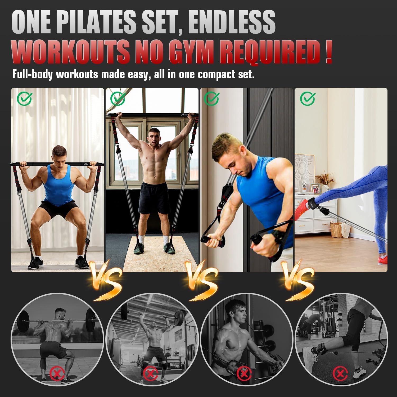 Kit de Barra de Pilates HPYGN con Bandas de Resistencia 150kg