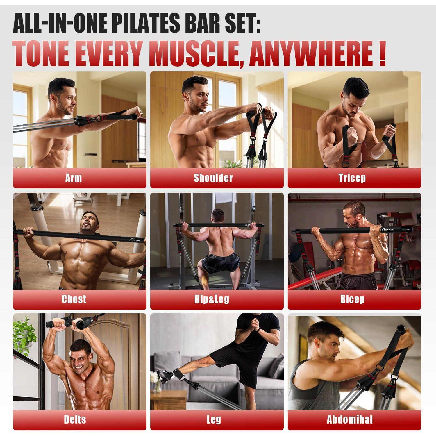 Kit de Barra de Pilates HPYGN con Bandas de Resistencia 150kg