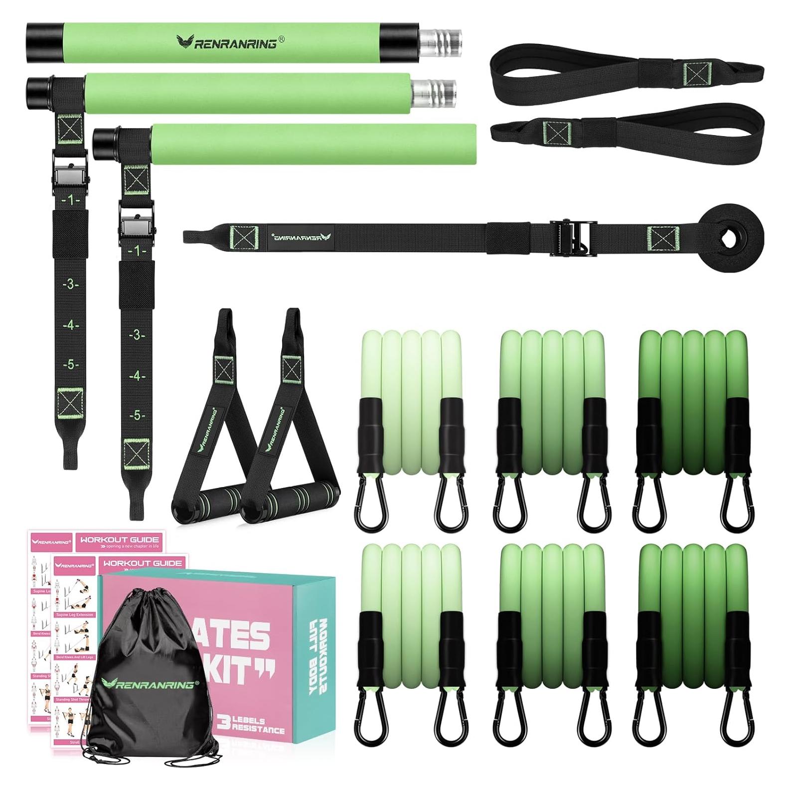 Kit de Barra de Pilates RENRANRING Multifuncional Verde