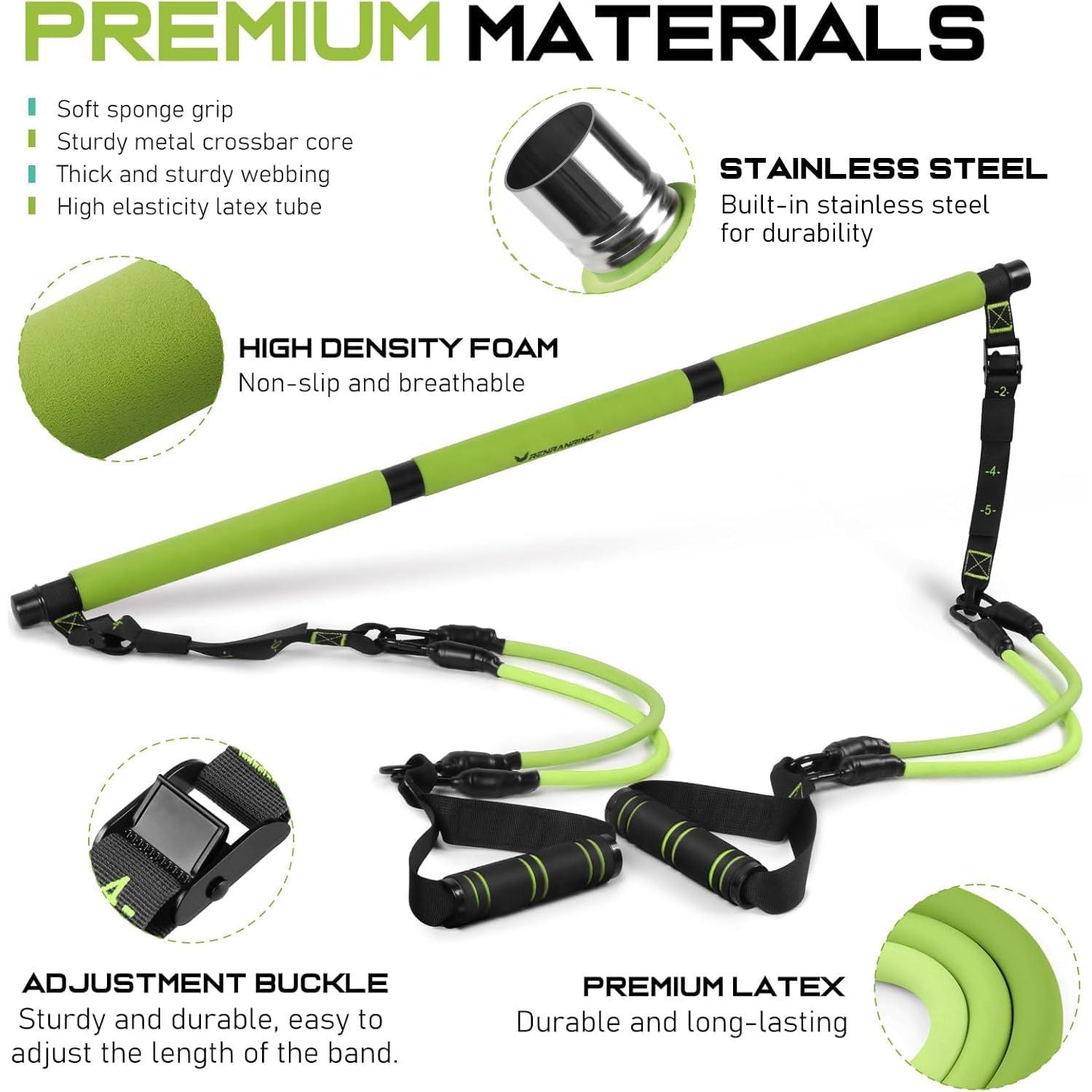Kit de Barra de Pilates RENRANRING Multifuncional Verde