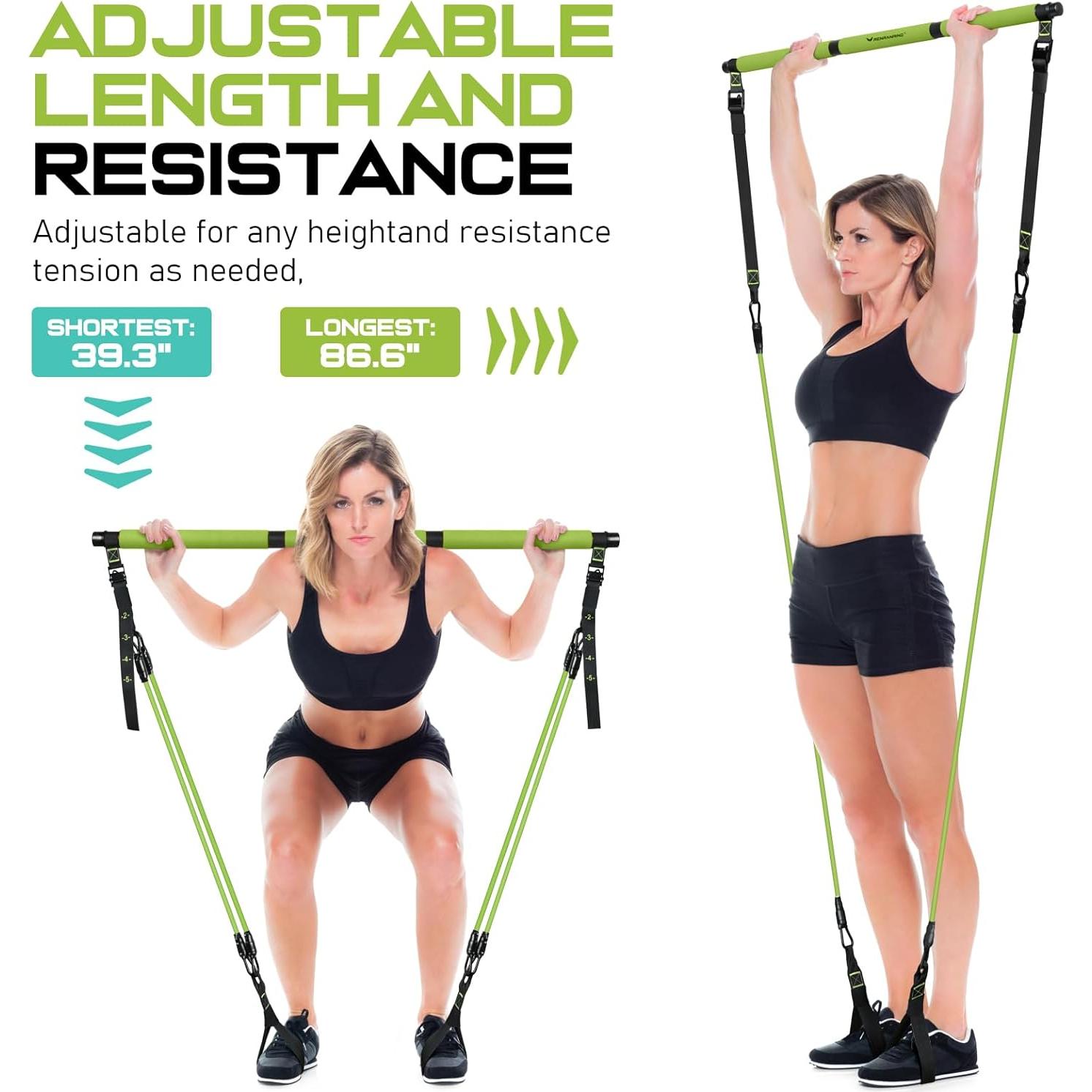 Kit de Barra de Pilates RENRANRING Multifuncional Verde
