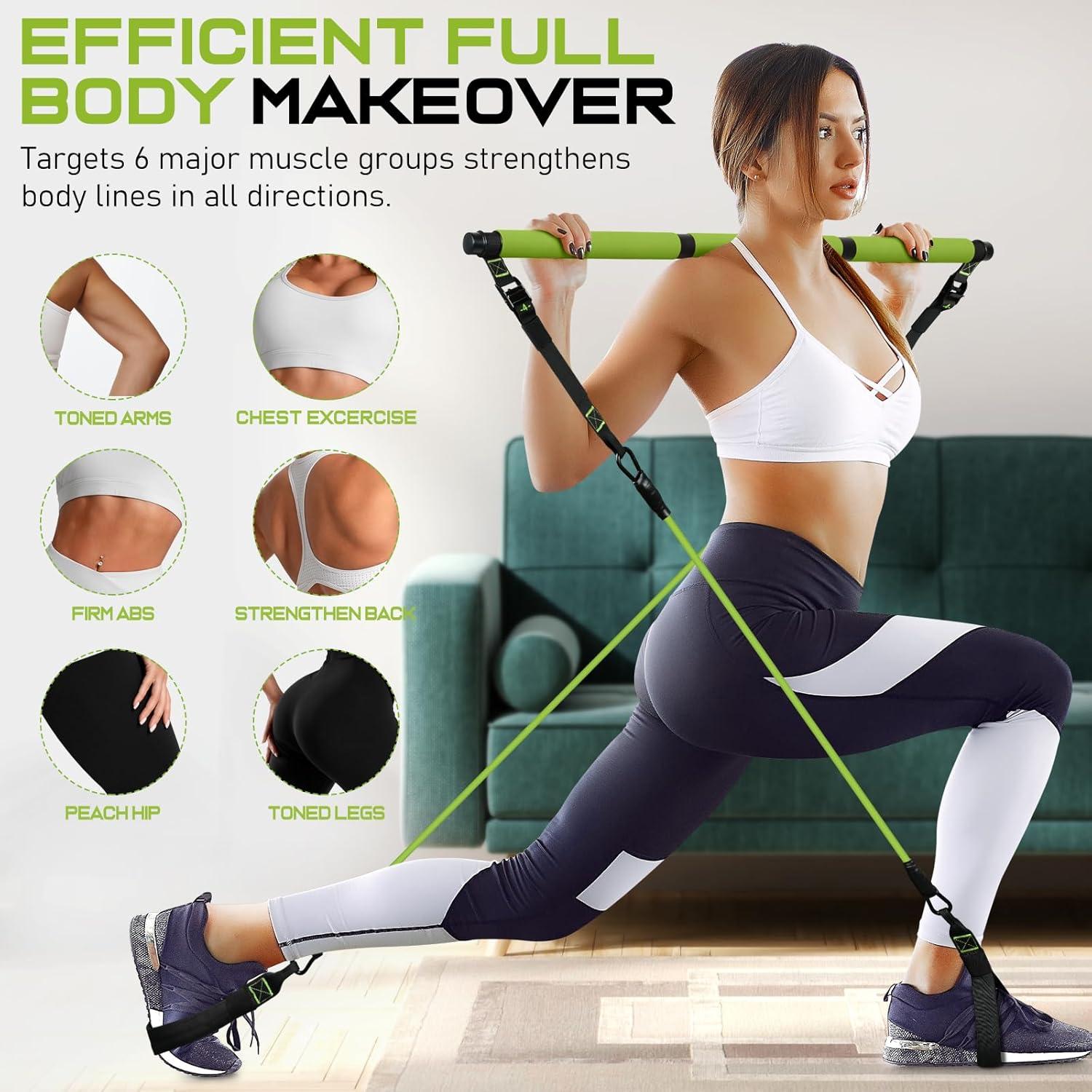 Kit de Barra de Pilates RENRANRING Multifuncional Verde