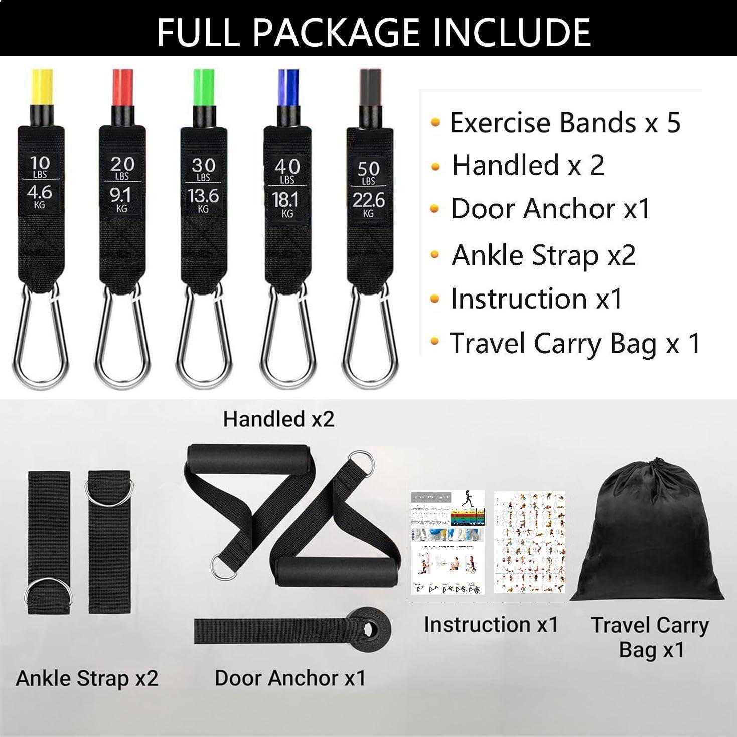 Juego de Bandas de Resistencia HONORIA 150 lbs con Mangos