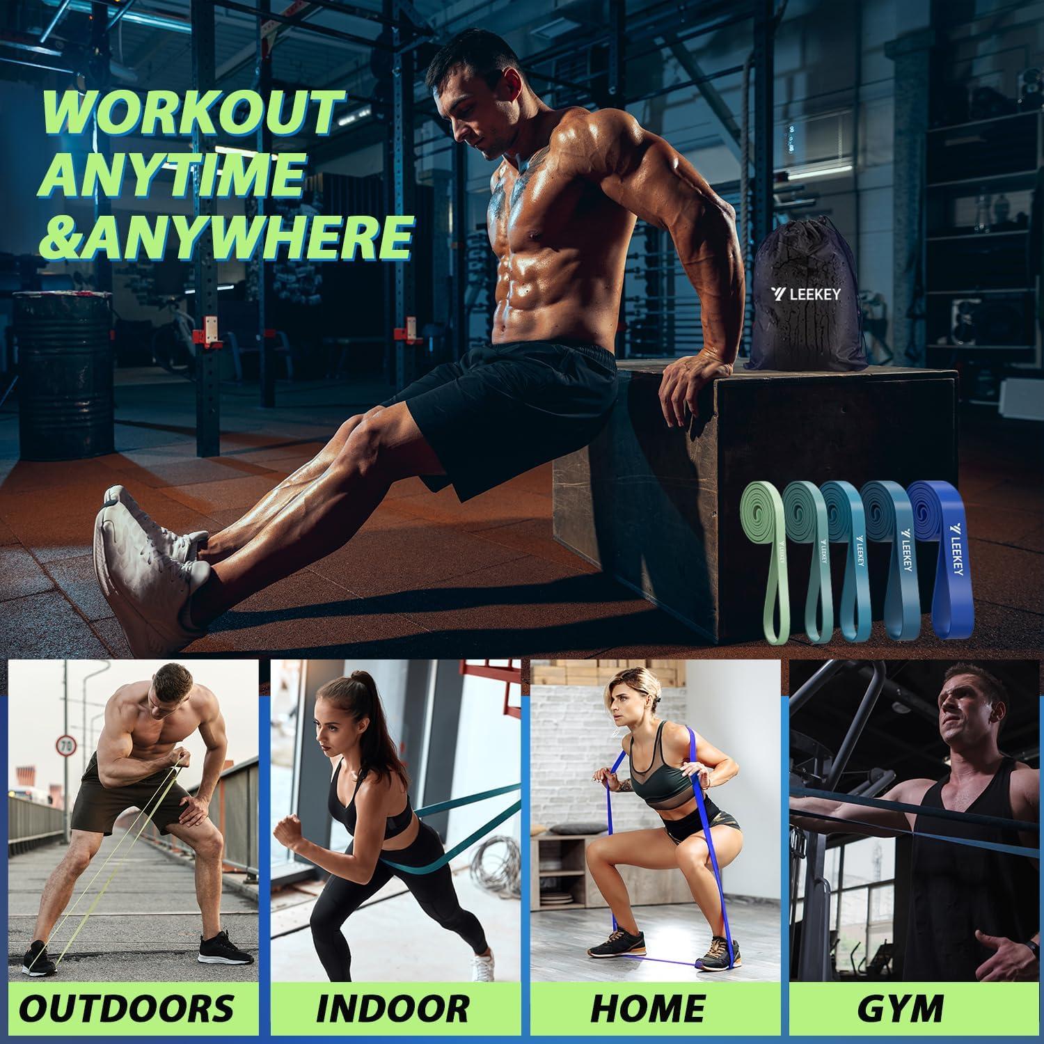 Bandas de Resistencia LEEKEY 5-125LBS para Ejercicio en Casa