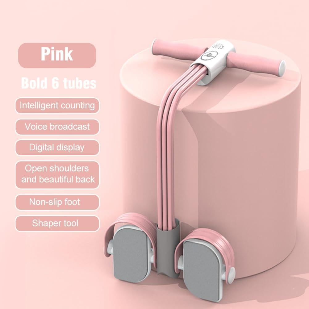 Entrenador Abdominal Pilarmuture con Banda de Resistencia Rosa