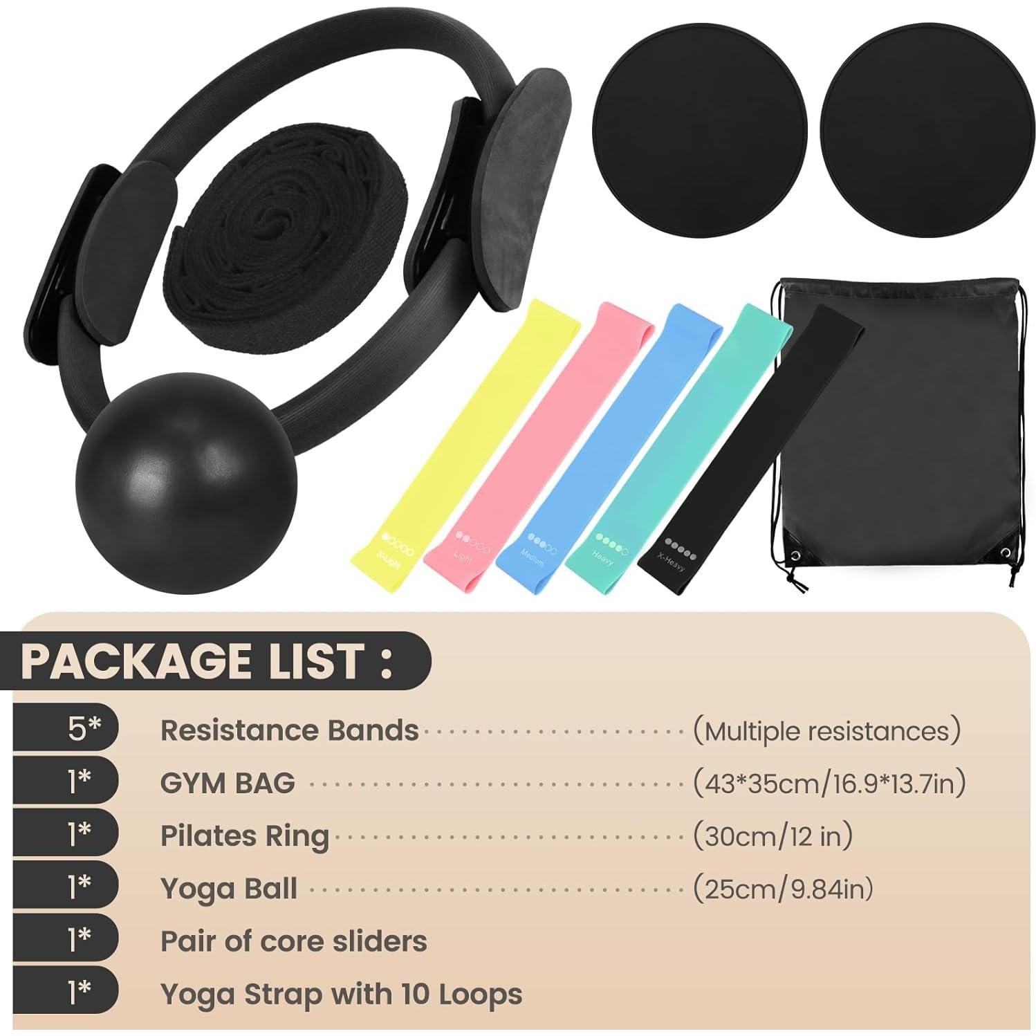 Conjunto de Pilates LumaHvn: Anillo, Pelota, Bandas y Más