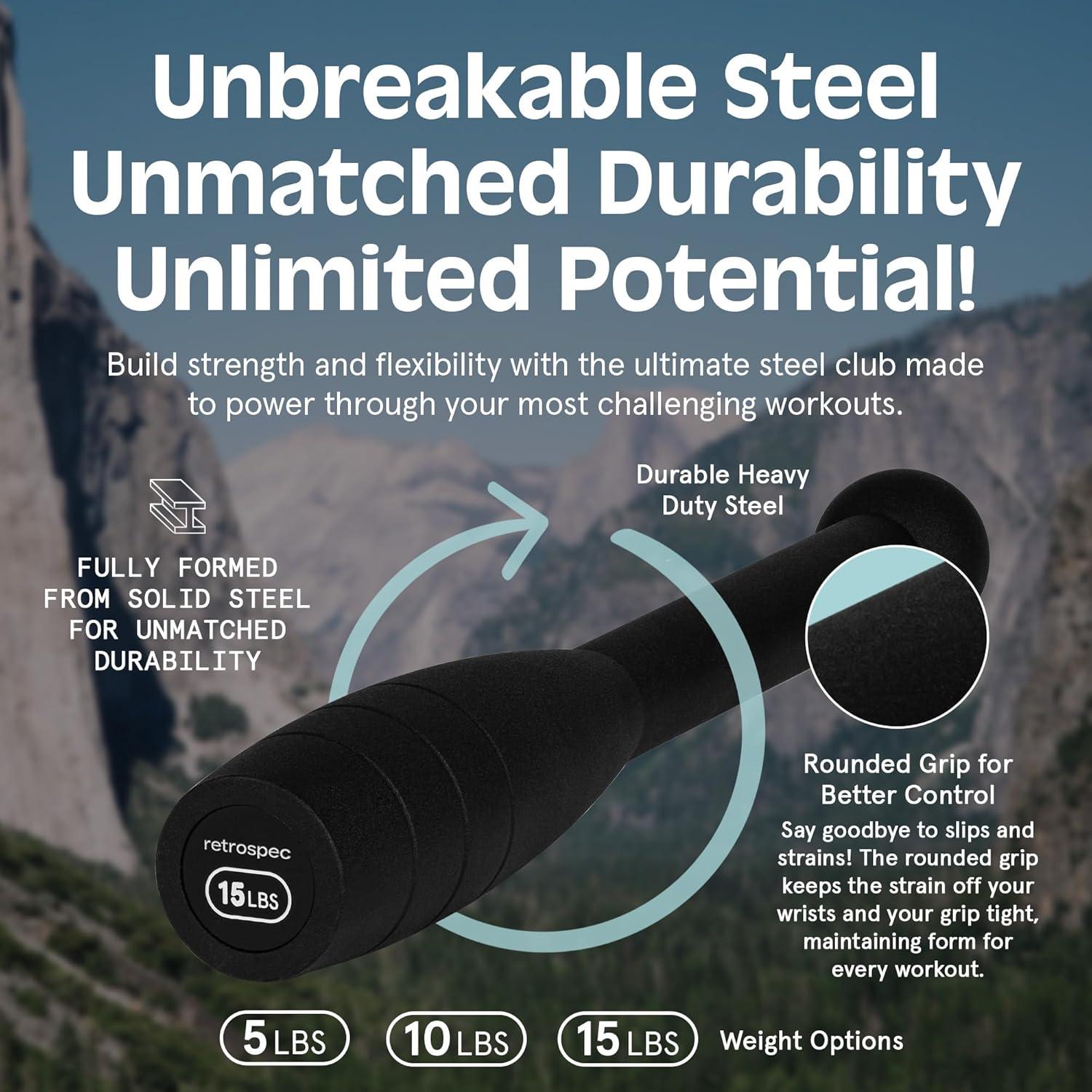 Club de Acero Retrospec 10 lb (4.54kg) Entrenamiento Fuerza