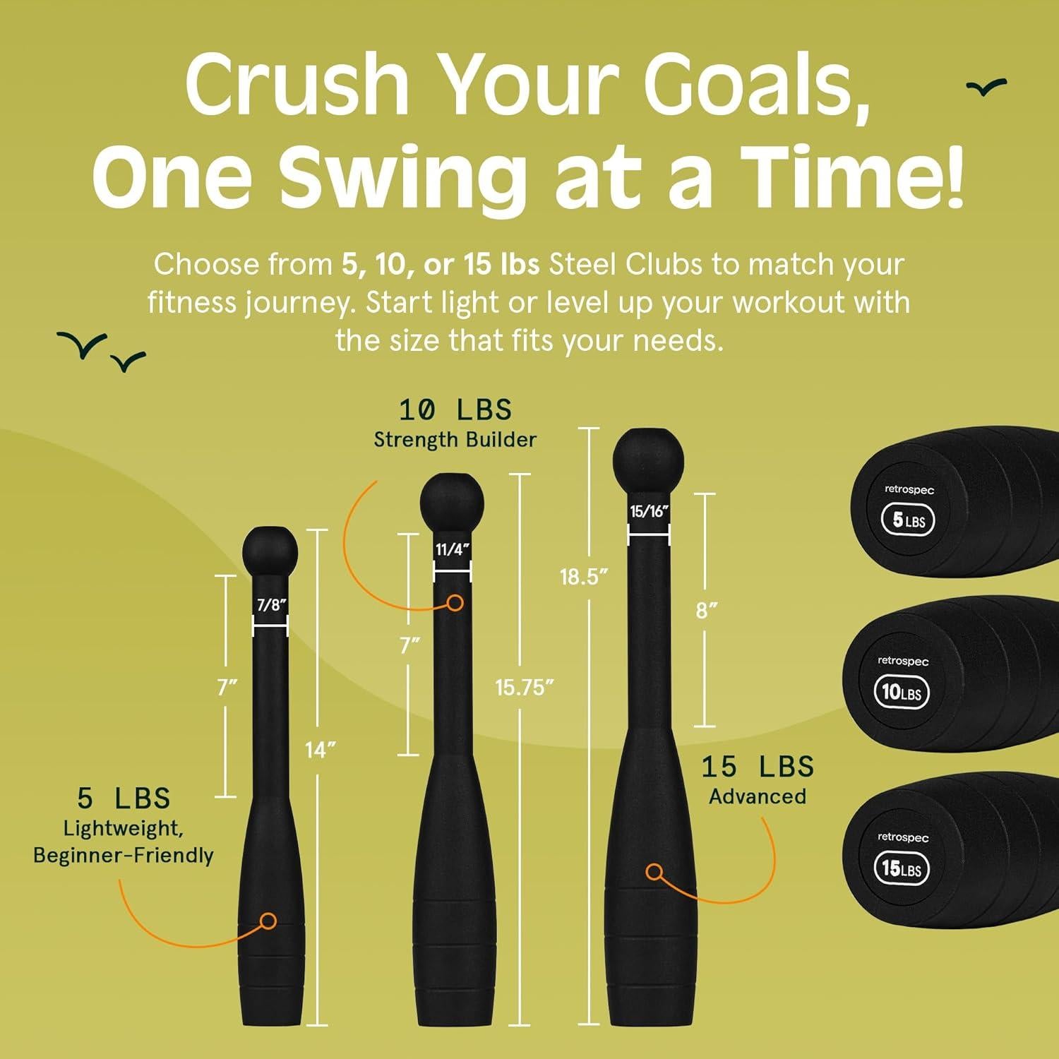 Club de Acero Retrospec 10 lb (4.54kg) Entrenamiento Fuerza