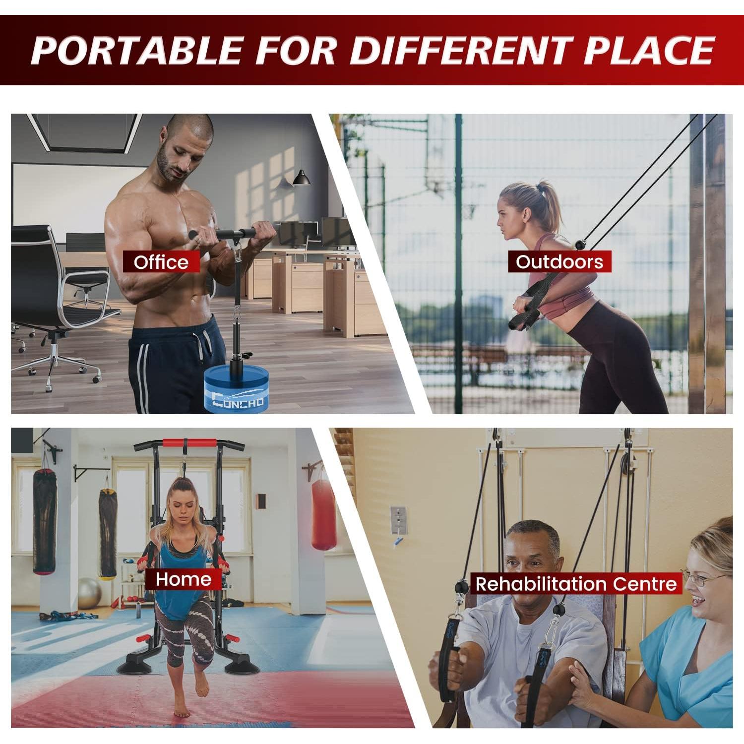 Sistema de Polea de Peso Concho - Ajustable, 158.8 kg, 3 Mangos