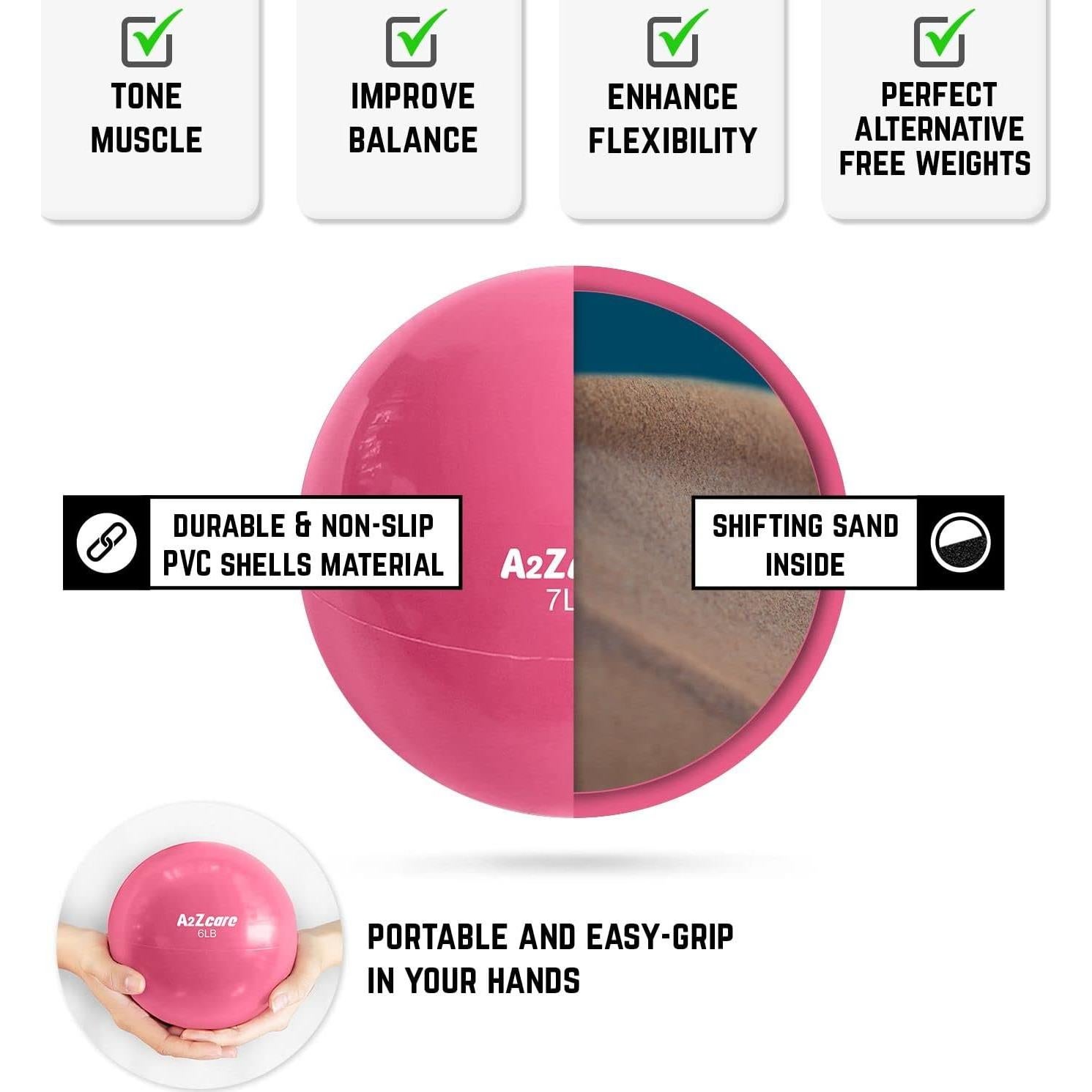 Bola de Tonificación A2ZCARE 3.18 kg Rosa 16 cm para Fitness