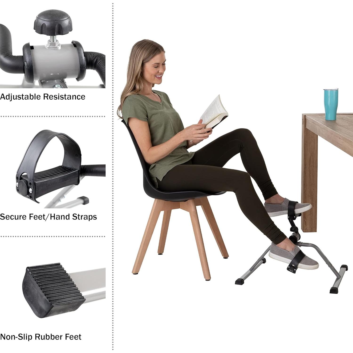 Ejercitador de Pedales Wakeman Bajo Escritorio con Resistencia Ajustable