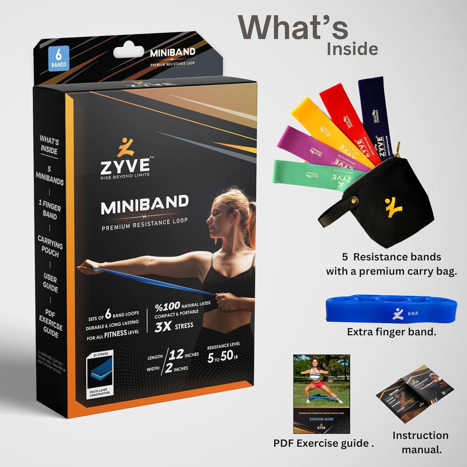 Bandas de Resistencia ZYVE MINIBAND 5 Niveles Caucho Natural