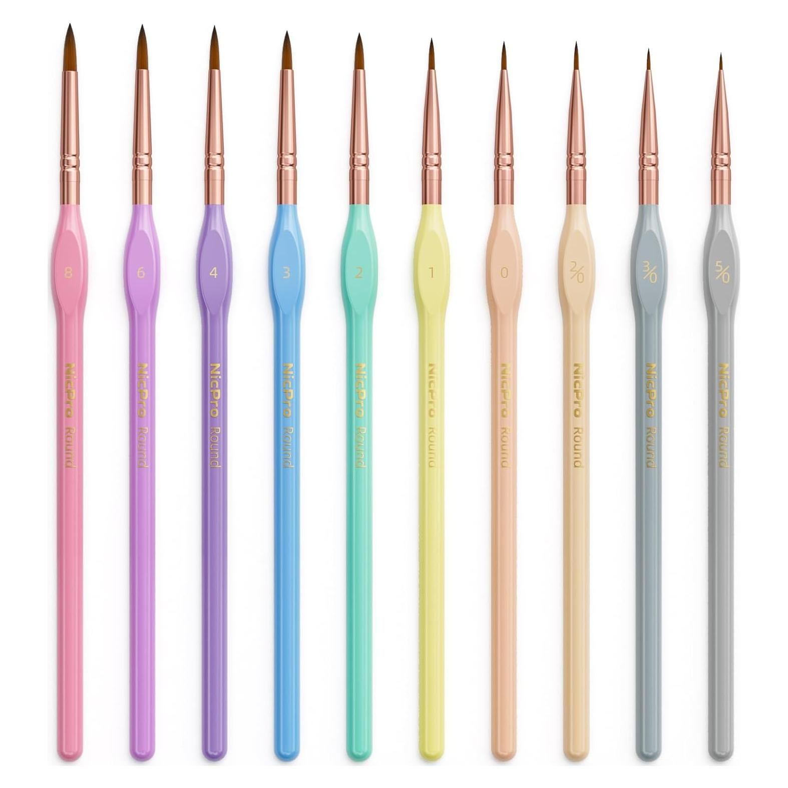 Juego de 10 Pinceles Detalle Nicpro, Mango Ergonómico