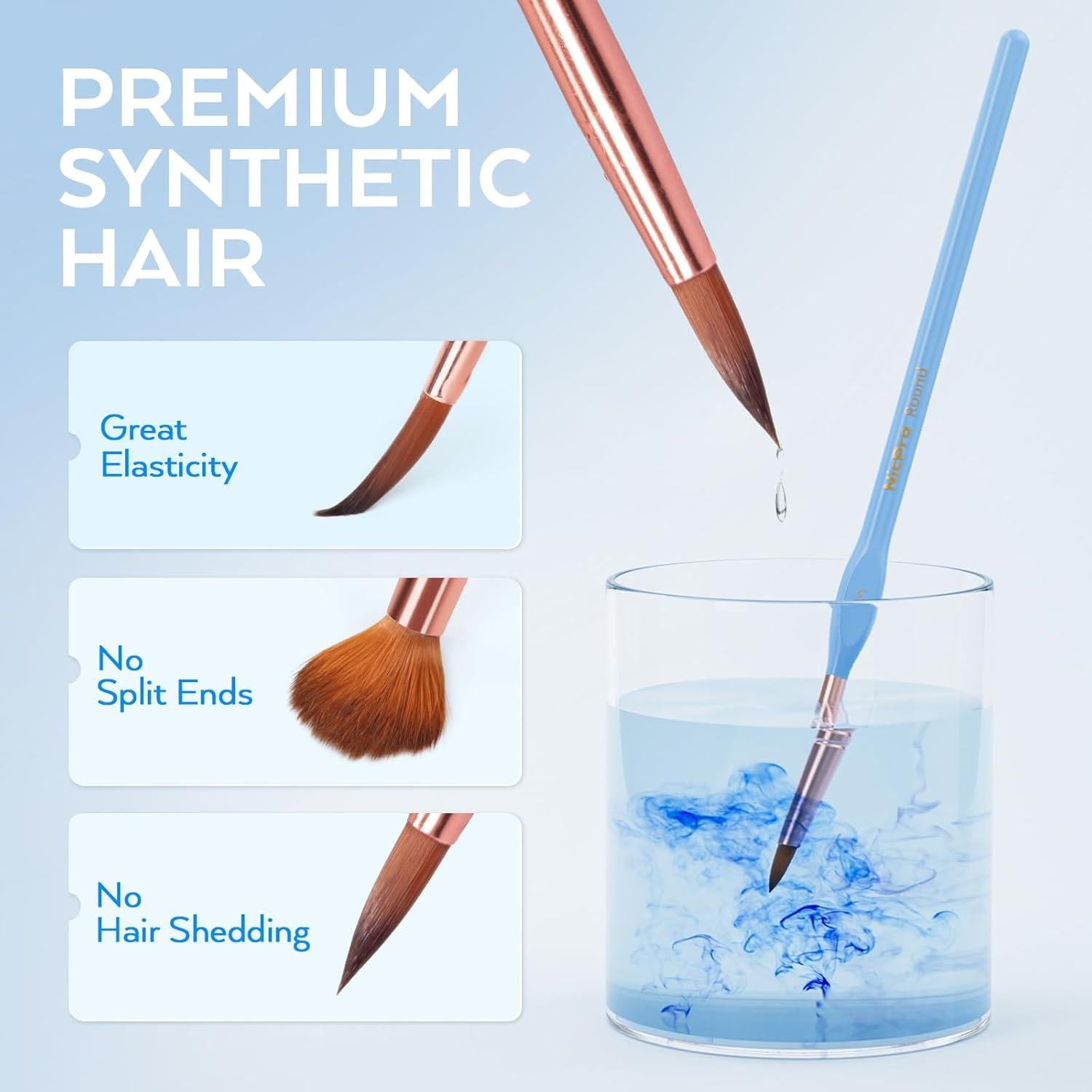 Juego de 10 Pinceles Detalle Nicpro, Mango Ergonómico