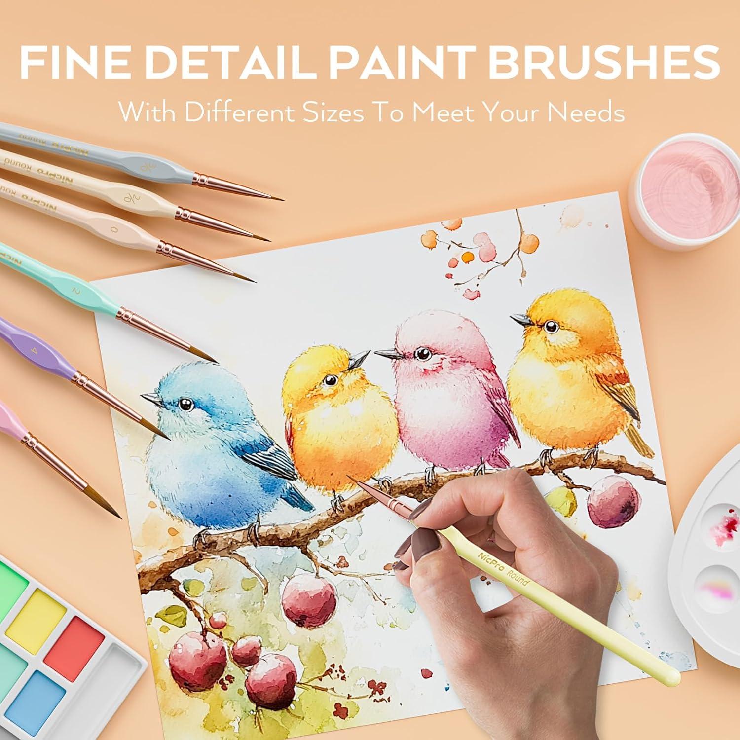 Juego de 10 Pinceles Detalle Nicpro, Mango Ergonómico