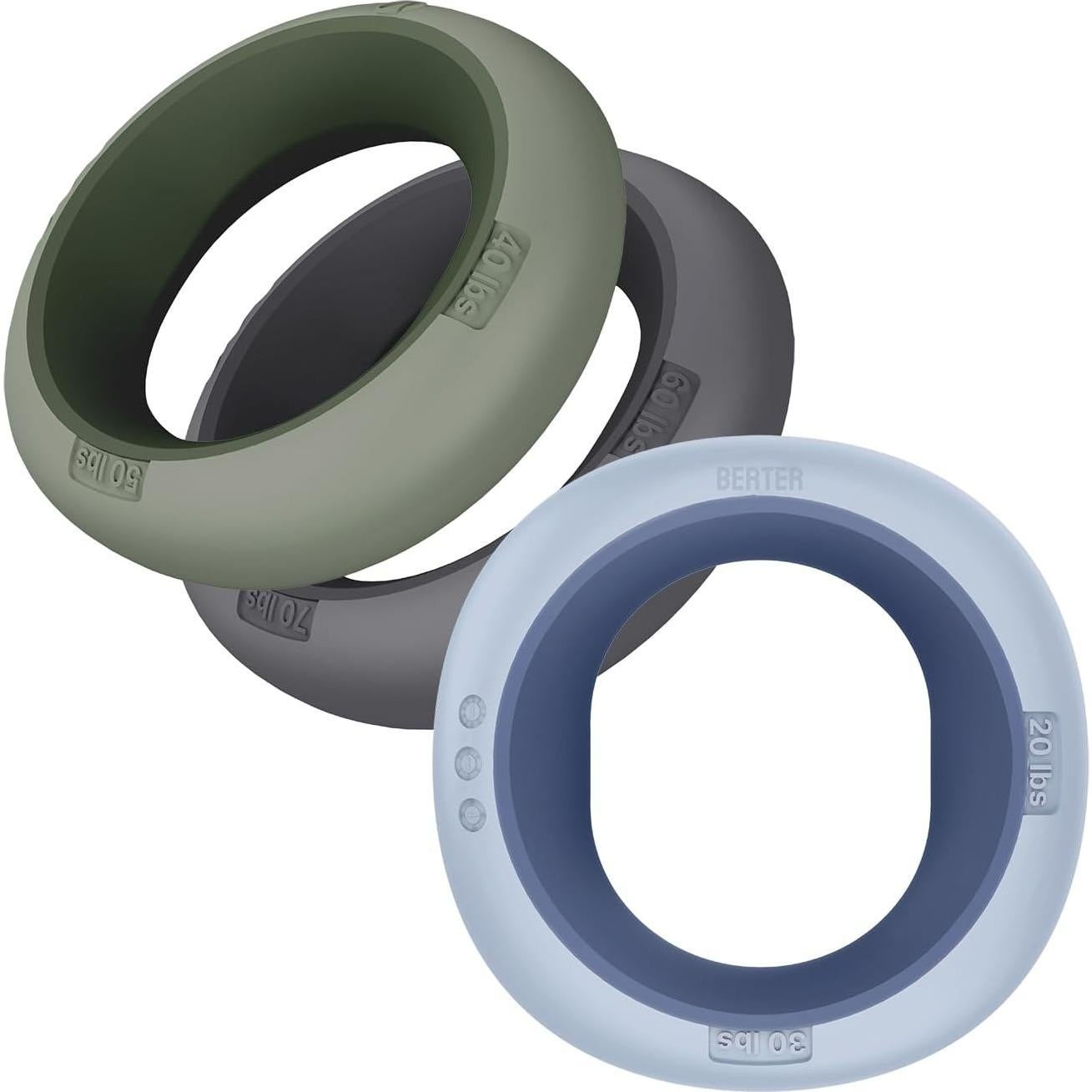 Entrenador de Fuerza de Agarre BERTER, 3 Anillos de Silicona