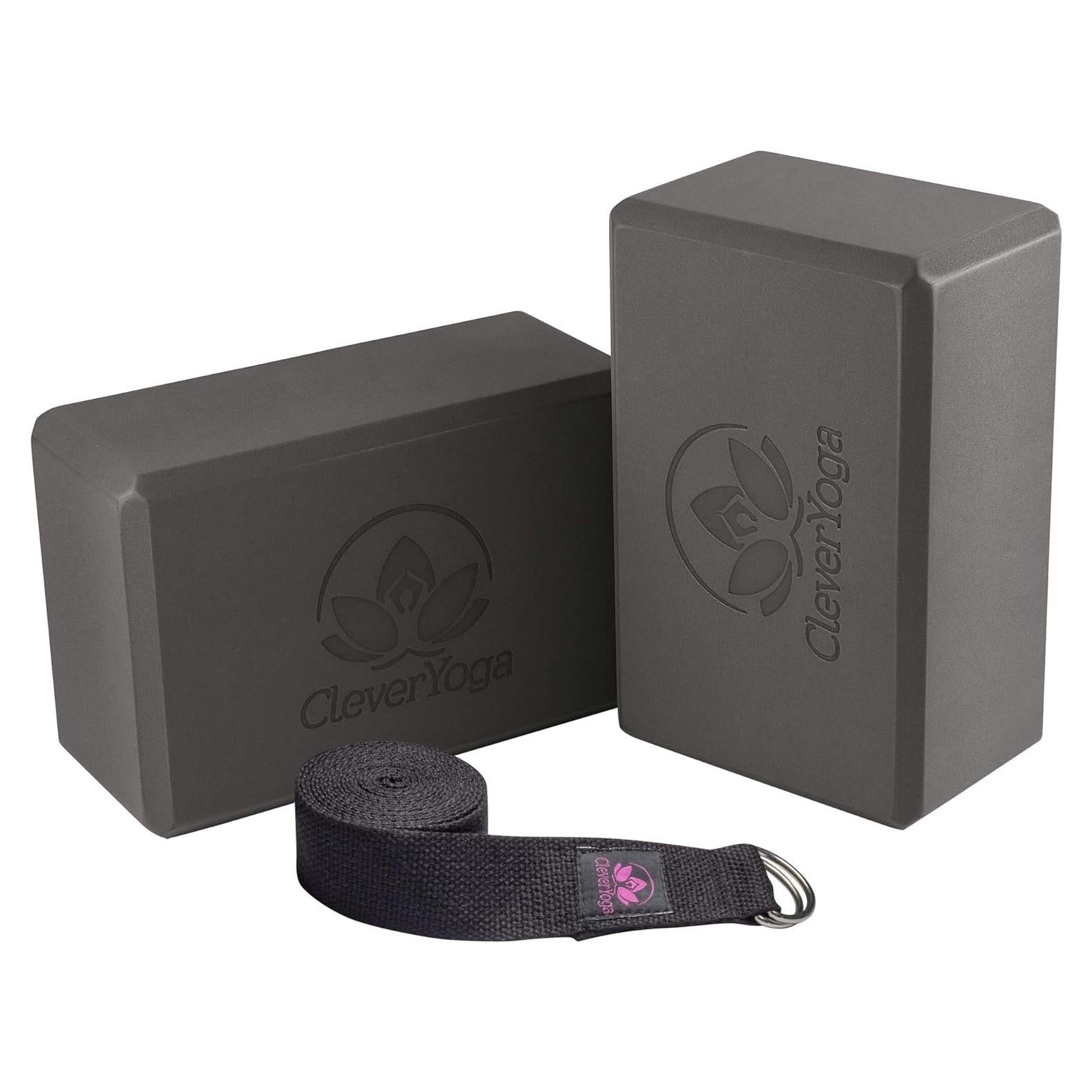 Bloques de Yoga Clever con Correa de 2.44 m - Espuma Gris