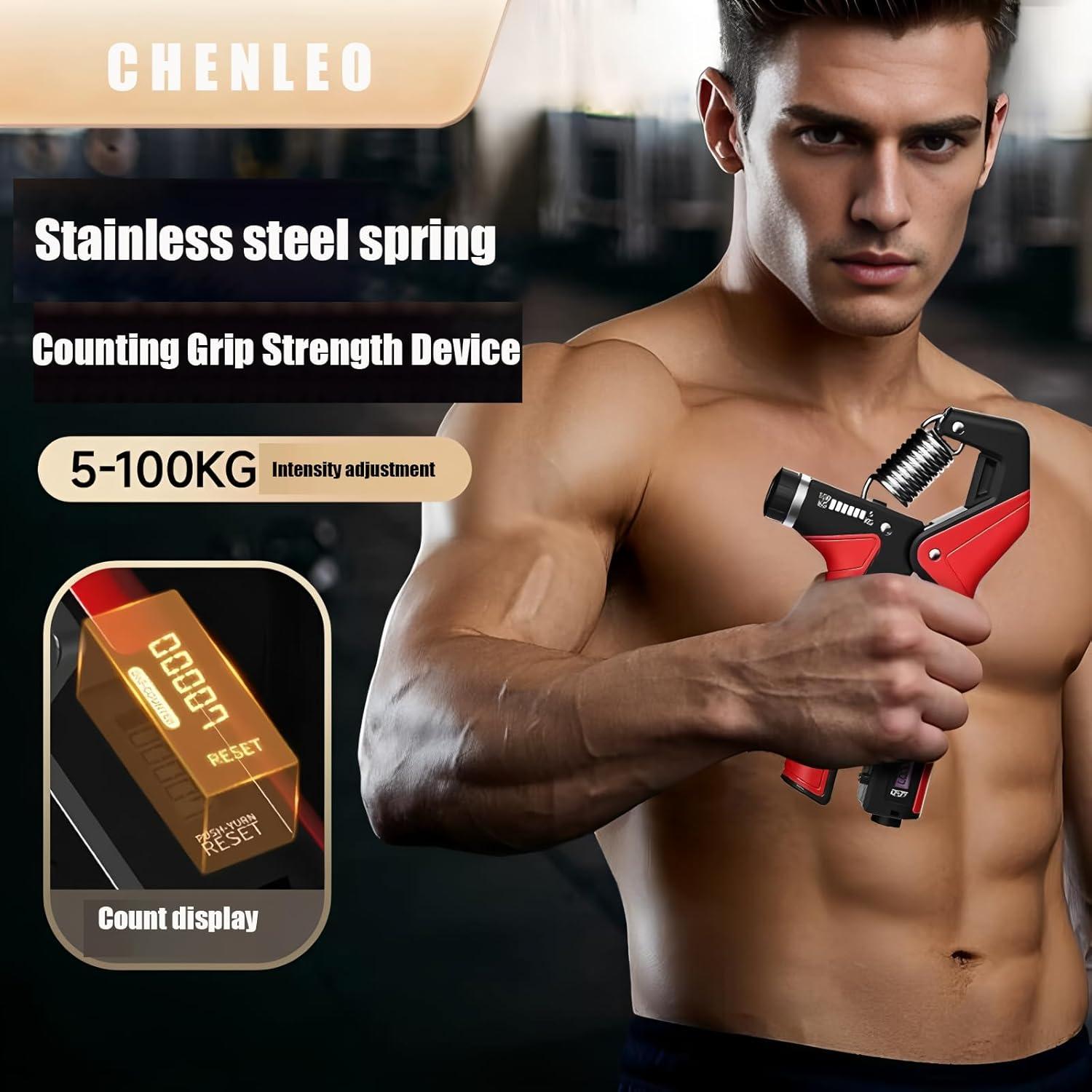 Fortalecedor de Mano CHENLEO Ajustable 5-100KG Rojo