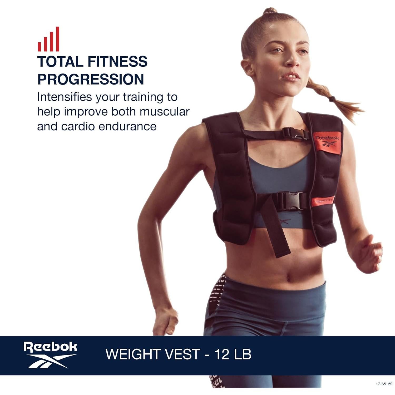 Chaleco con peso Reebok 5.44 kg - Ajuste ajustable y reflectante