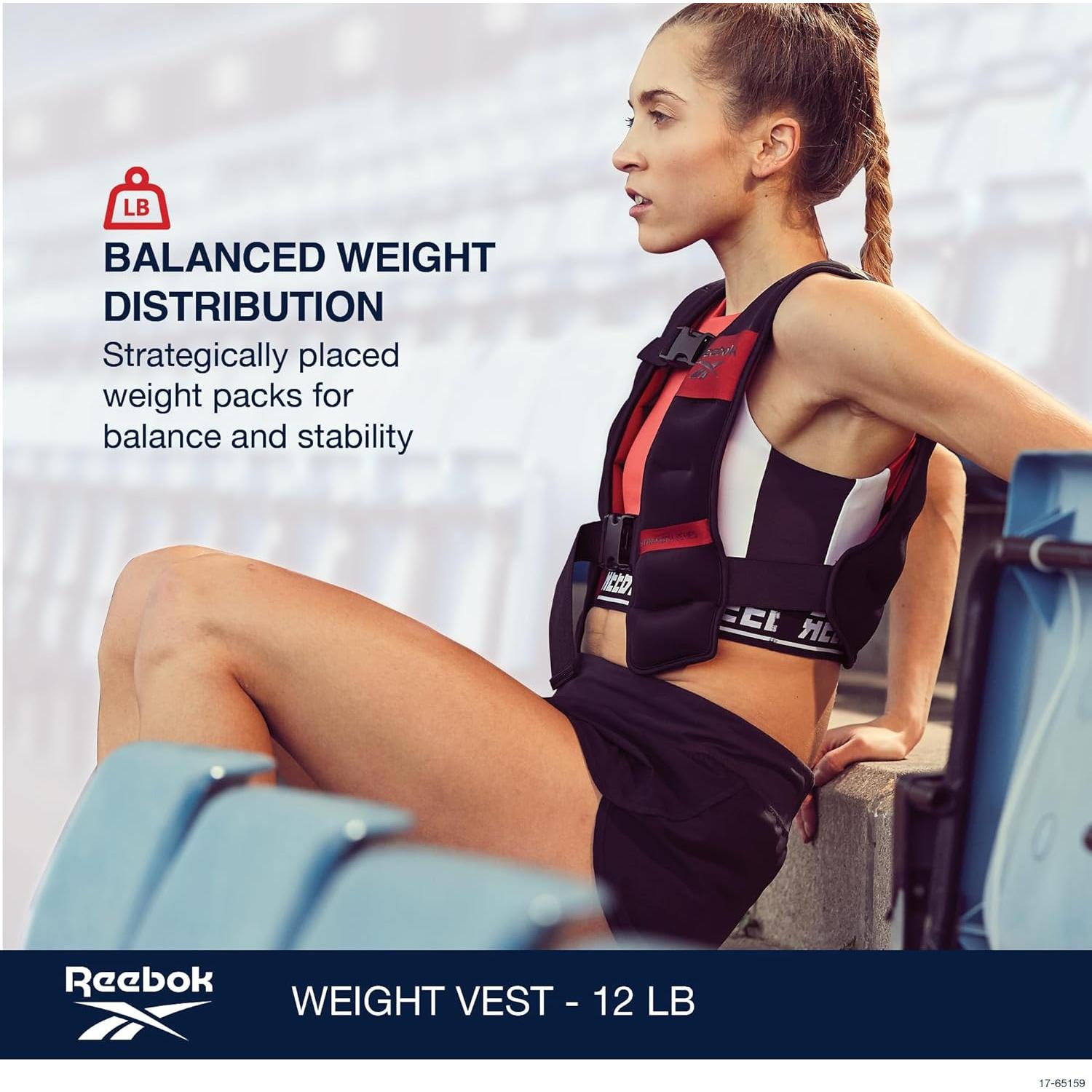 Chaleco con peso Reebok 5.44 kg - Ajuste ajustable y reflectante