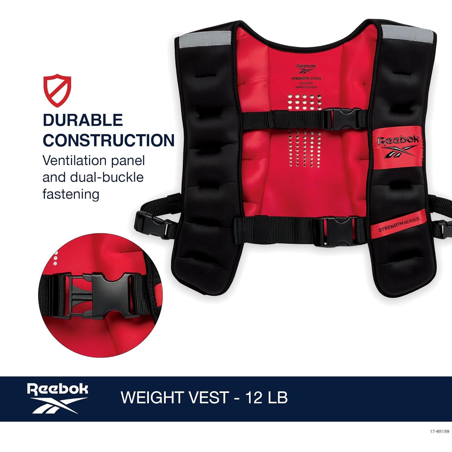 Chaleco con peso Reebok 5.44 kg - Ajuste ajustable y reflectante