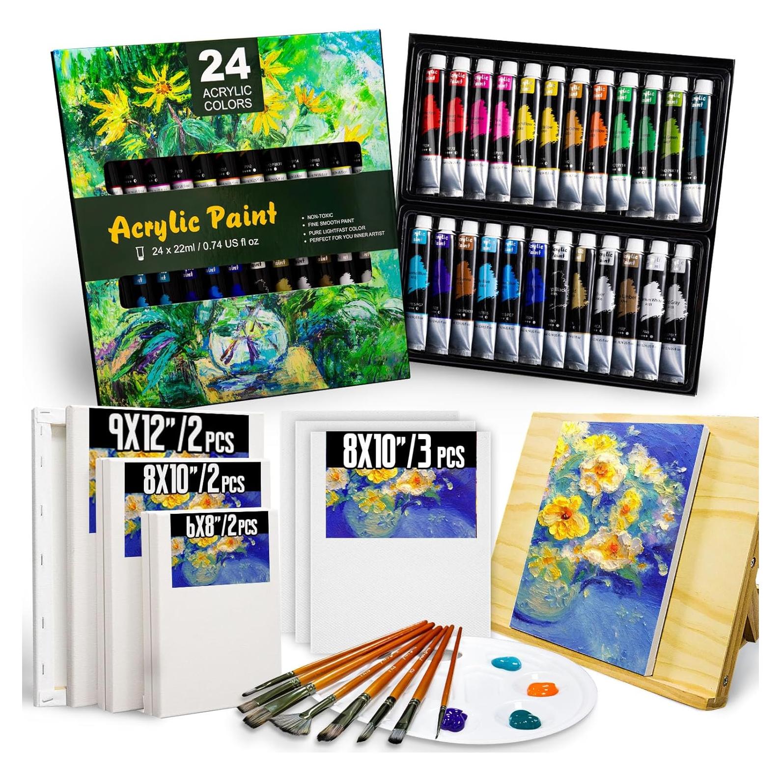 Juego de Pintura Acrílica DRAWLEX 43 Piezas con Lienzos