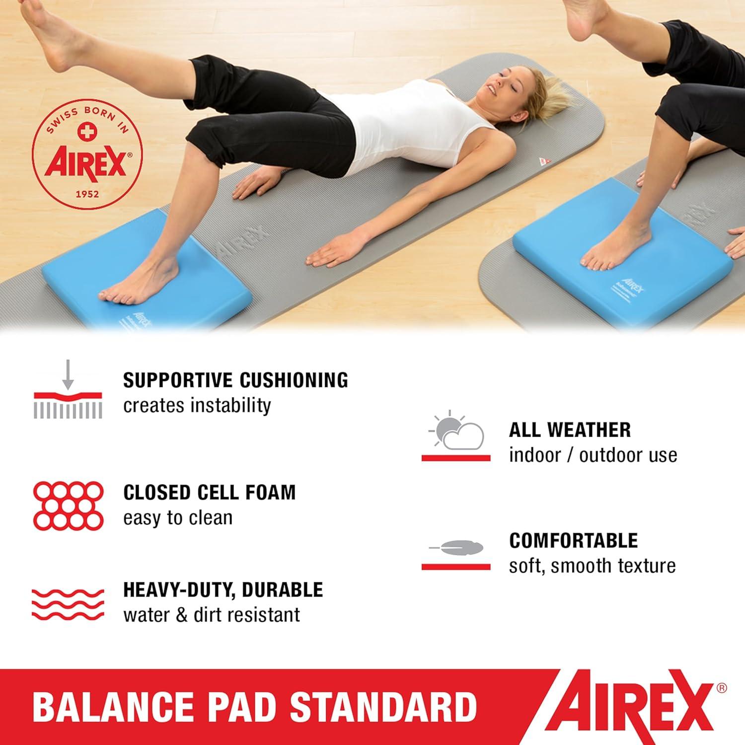 AIREX Home Gym Physical Therapy Workout Yoga Exercise Foam Non Slip Balance Pad with Waterproof and Tear Proof Design for Strength Training, Blue