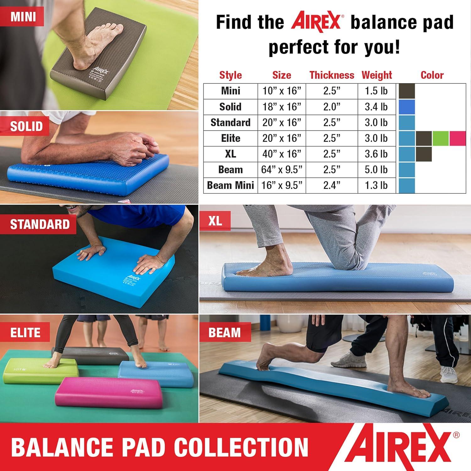 AIREX Home Gym Physical Therapy Workout Yoga Exercise Foam Non Slip Balance Pad with Waterproof and Tear Proof Design for Strength Training, Blue