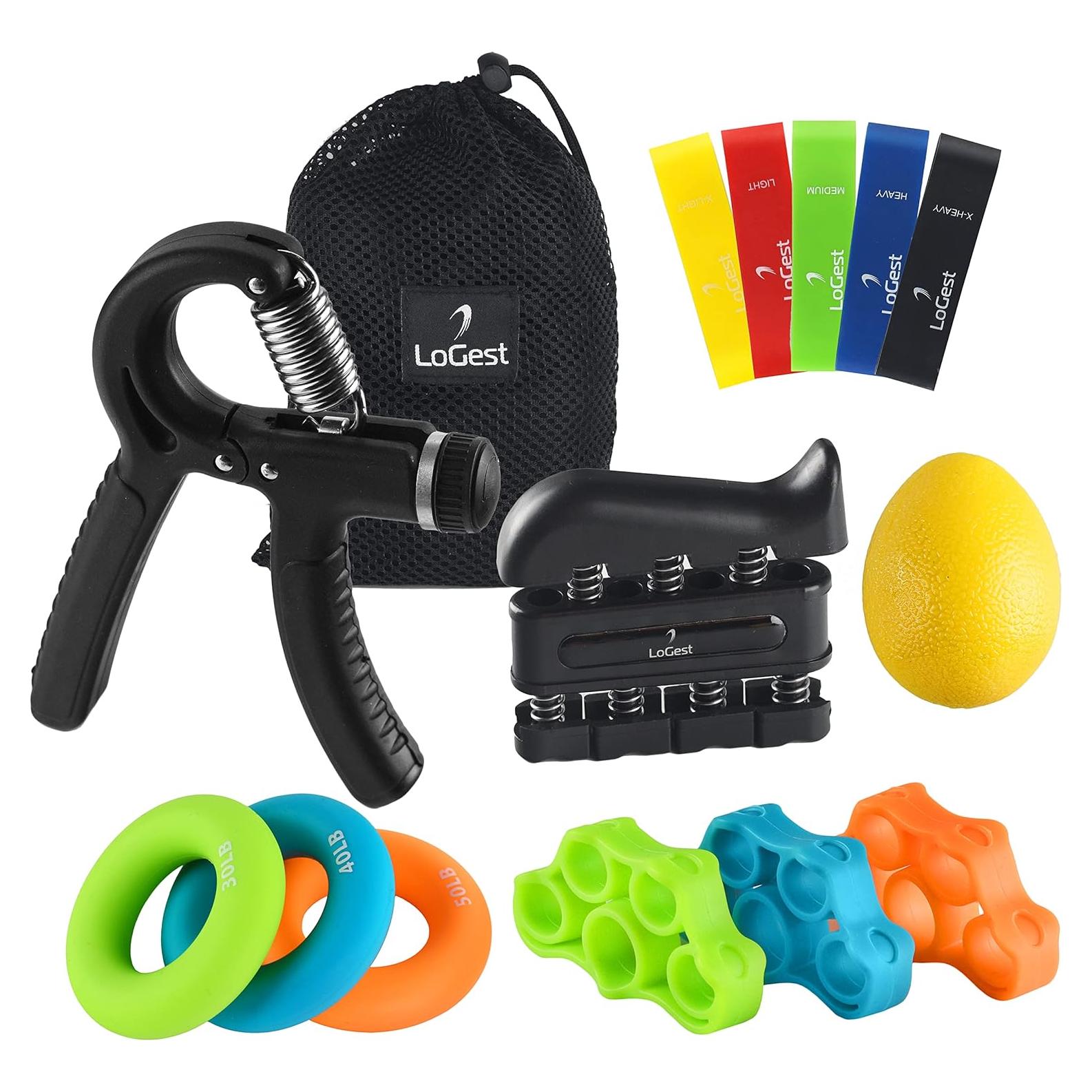 Juego de Fortalecedores de Agarre Logest 14 Piezas Resistencia Ajustable