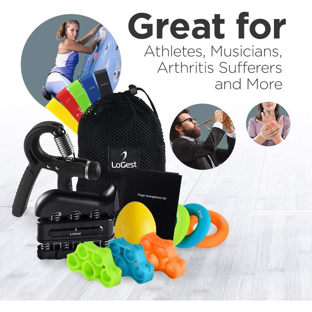 Juego de Fortalecedores de Agarre Logest 14 Piezas Resistencia Ajustable