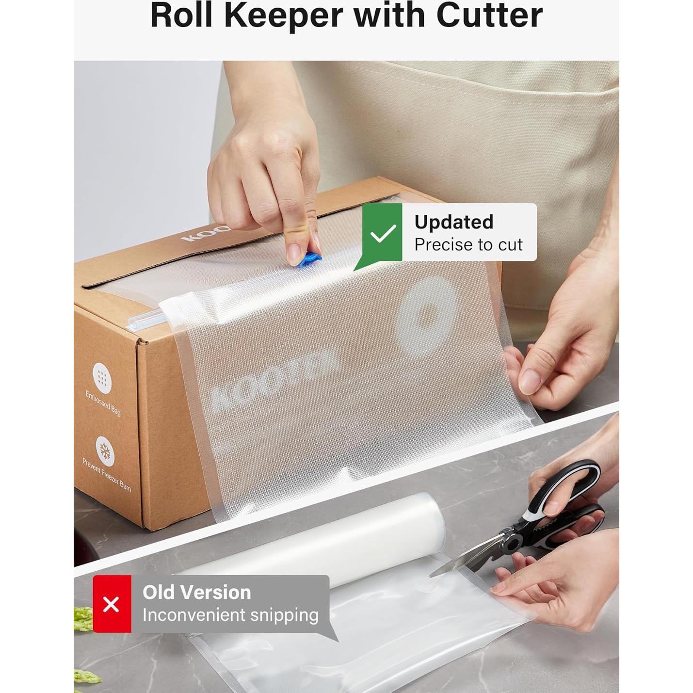 Kootek Rollos de Bolsas Sellado al Vacío 2.5kg 150m con Cortador