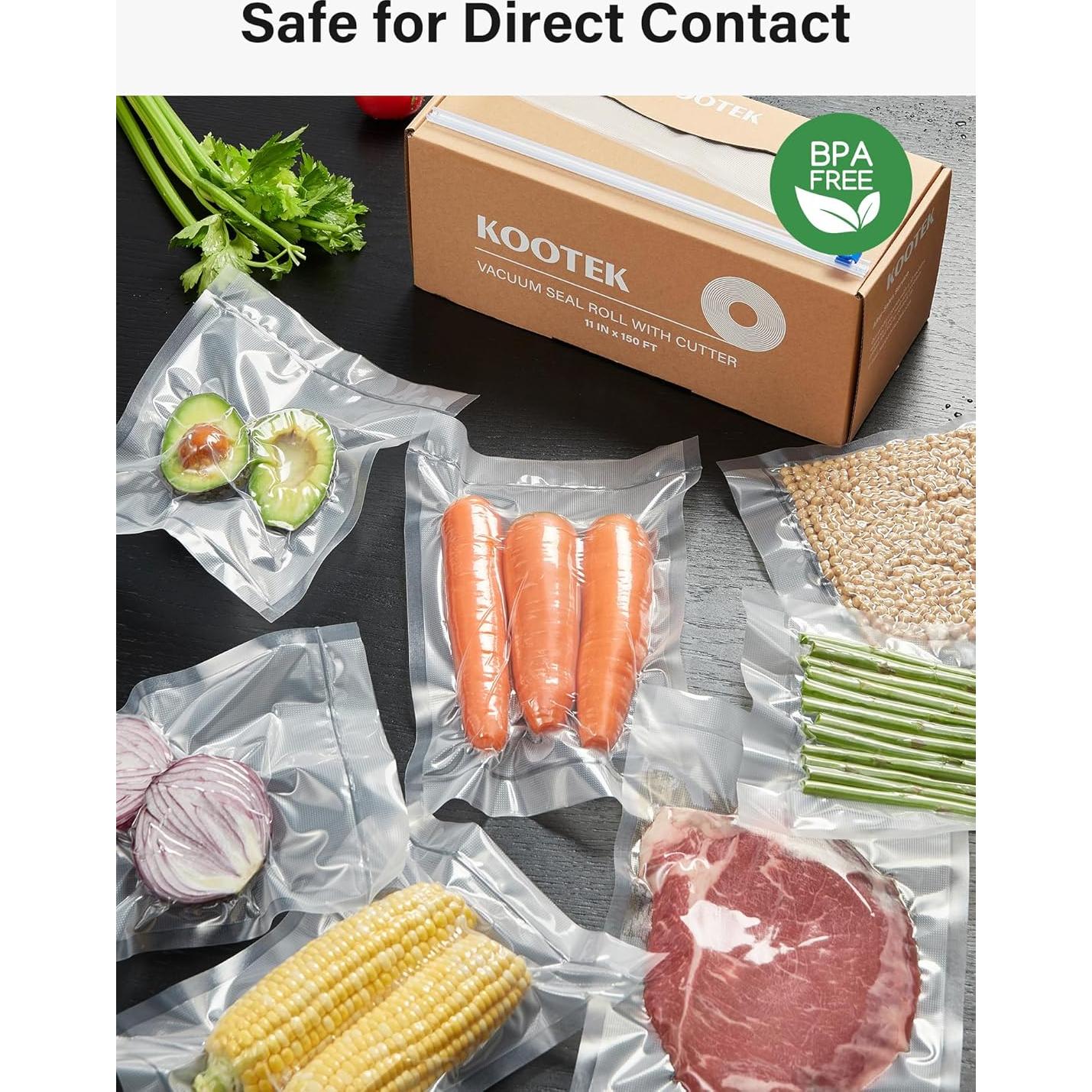 Kootek Rollos de Bolsas Sellado al Vacío 2.5kg 150m con Cortador
