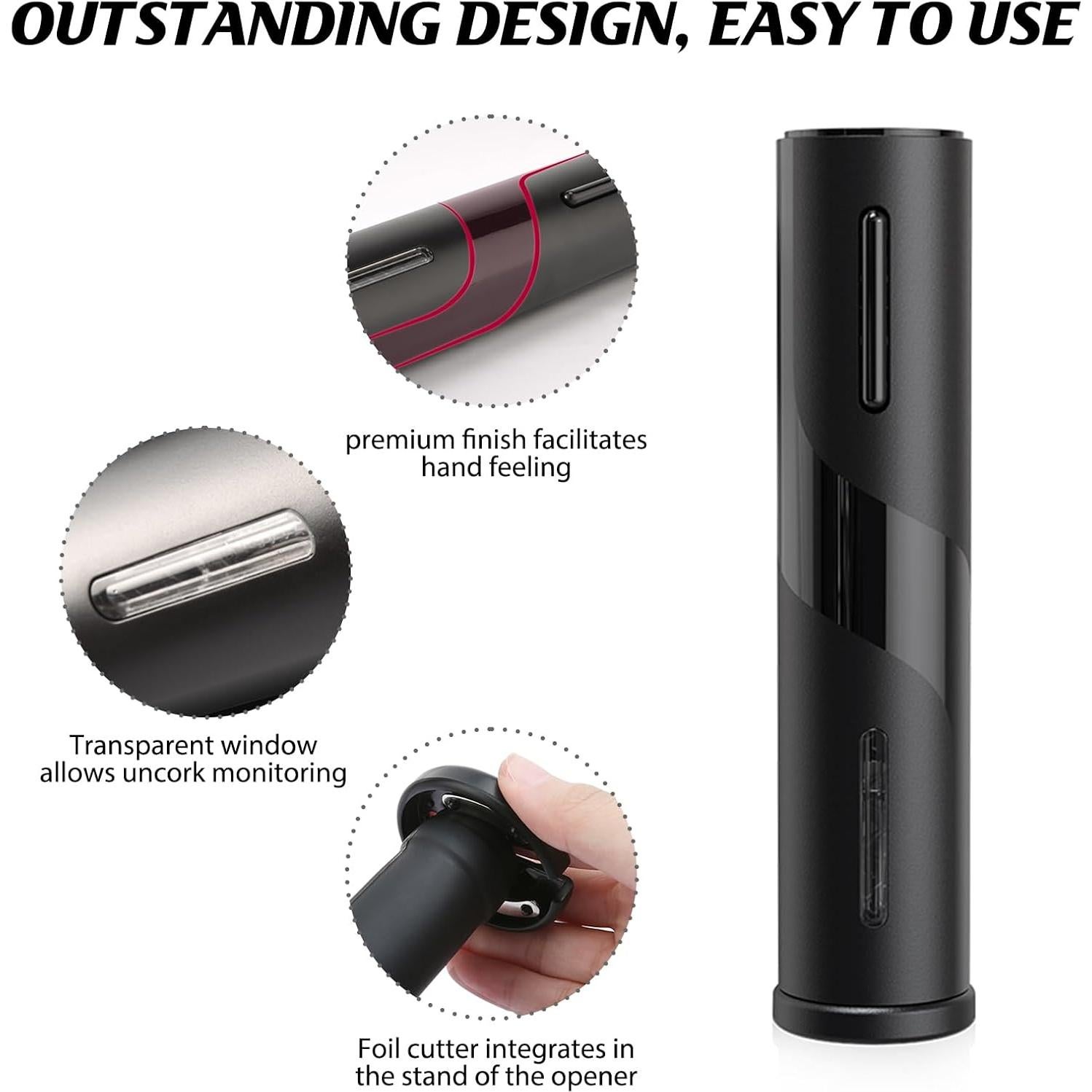 Sacacorchos Eléctrico Saraudy KPQ-1 con Cortador y Tapones