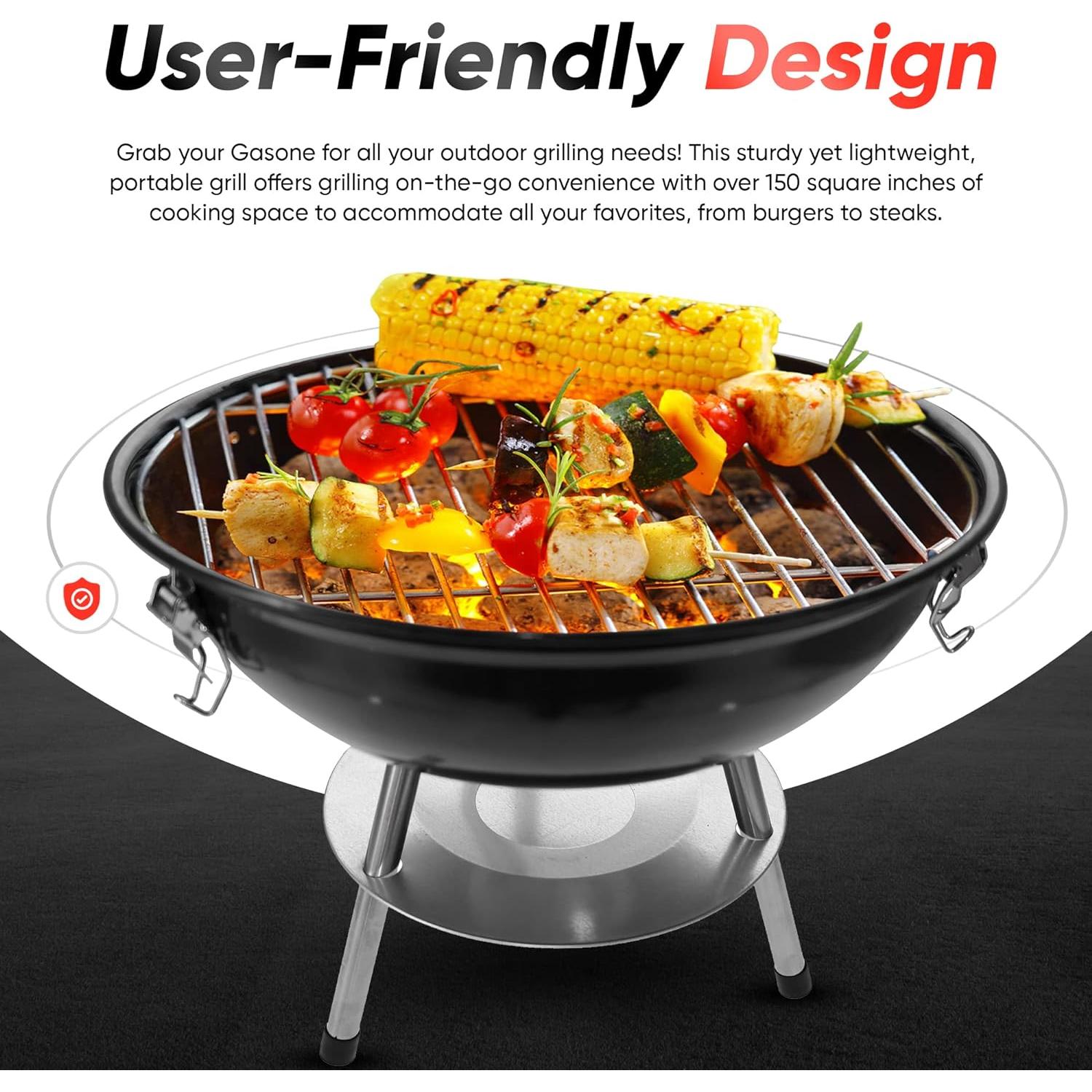 Parrilla de Carbón Portátil Gas One CG-14 - 35.56 cm, Doble Ventilación