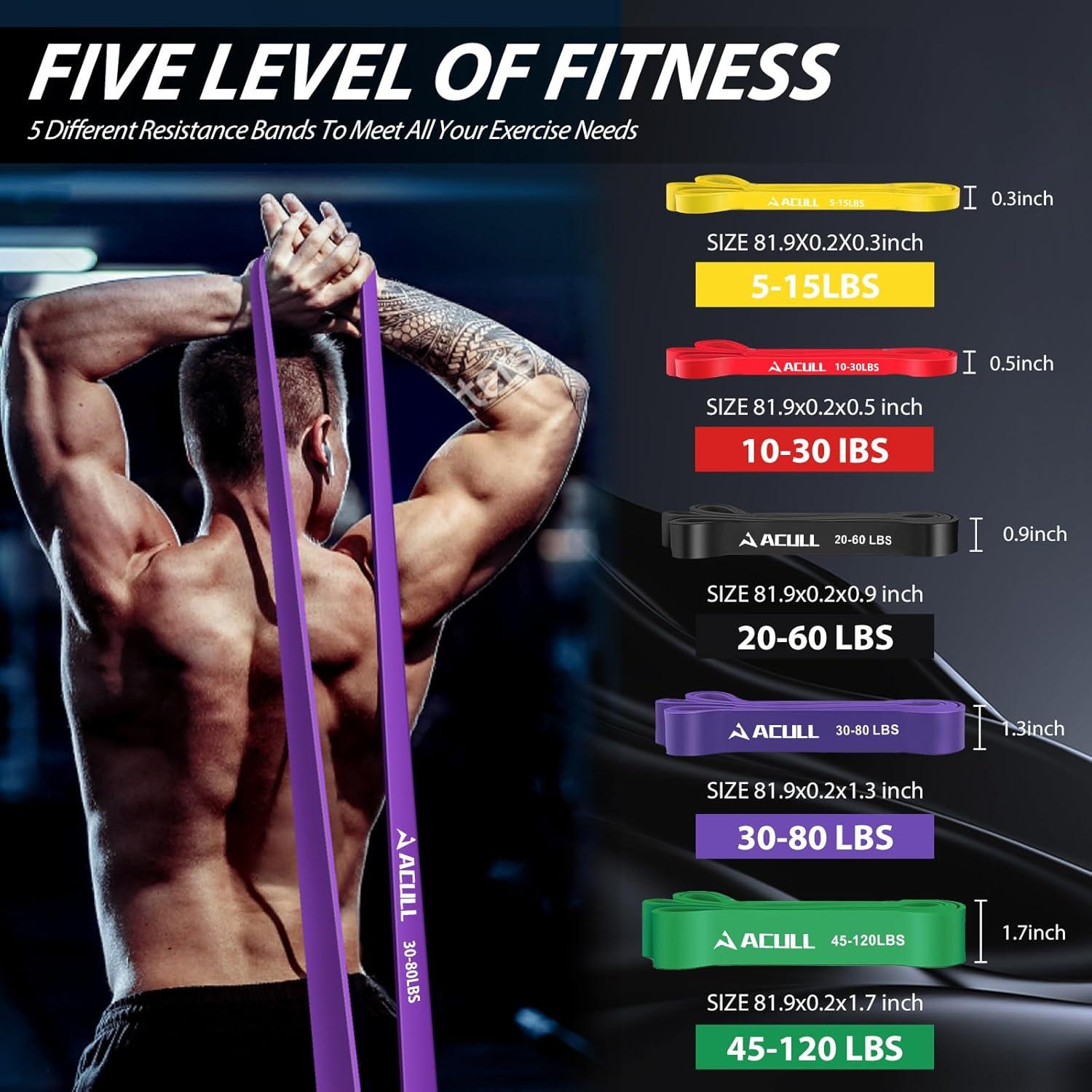 Bandas de Resistencia Acull 5 Niveles para Dominadas y Ejercicio