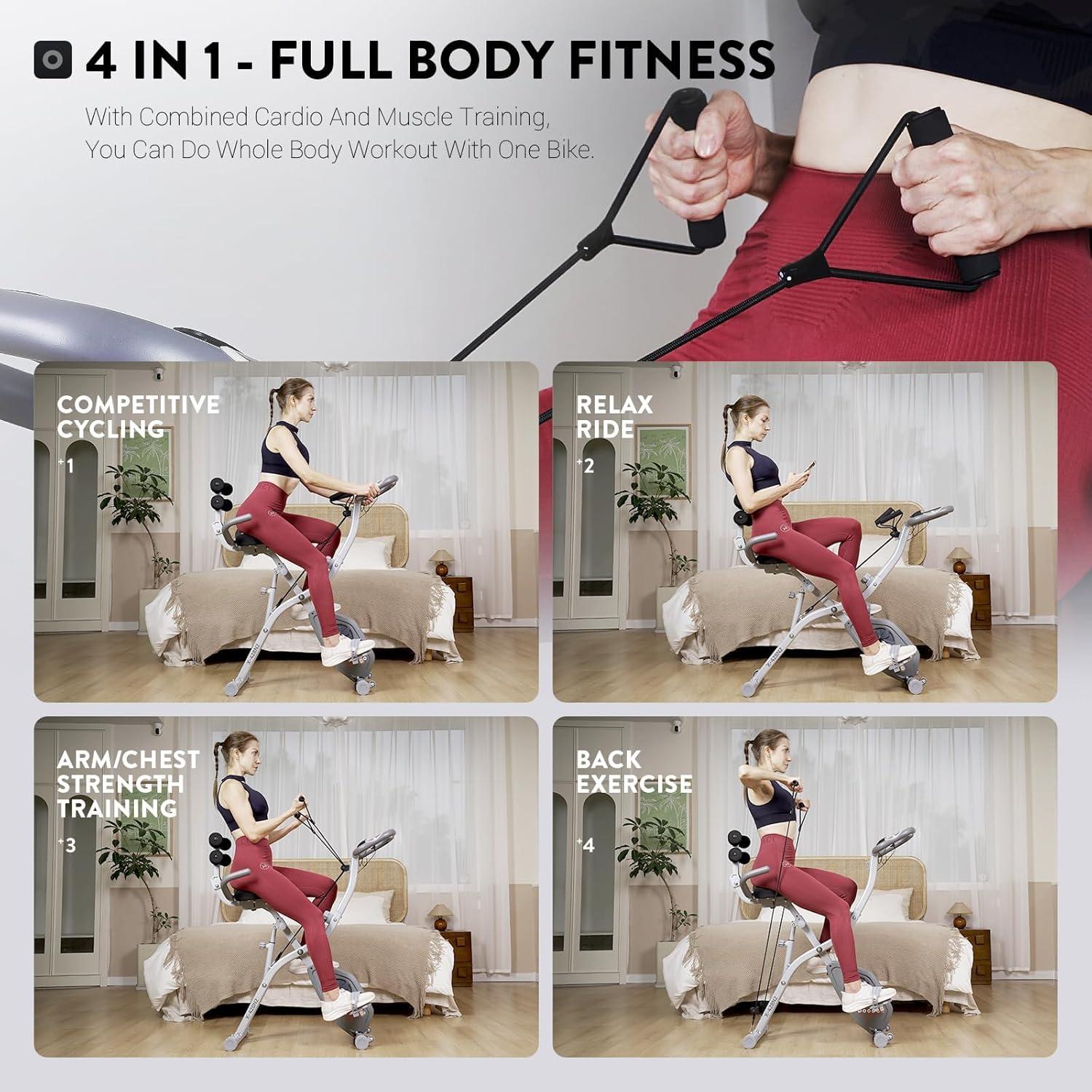 Bicicleta de Ejercicio Plegable Birdfeel 5-en-1 Resistencia Magnética