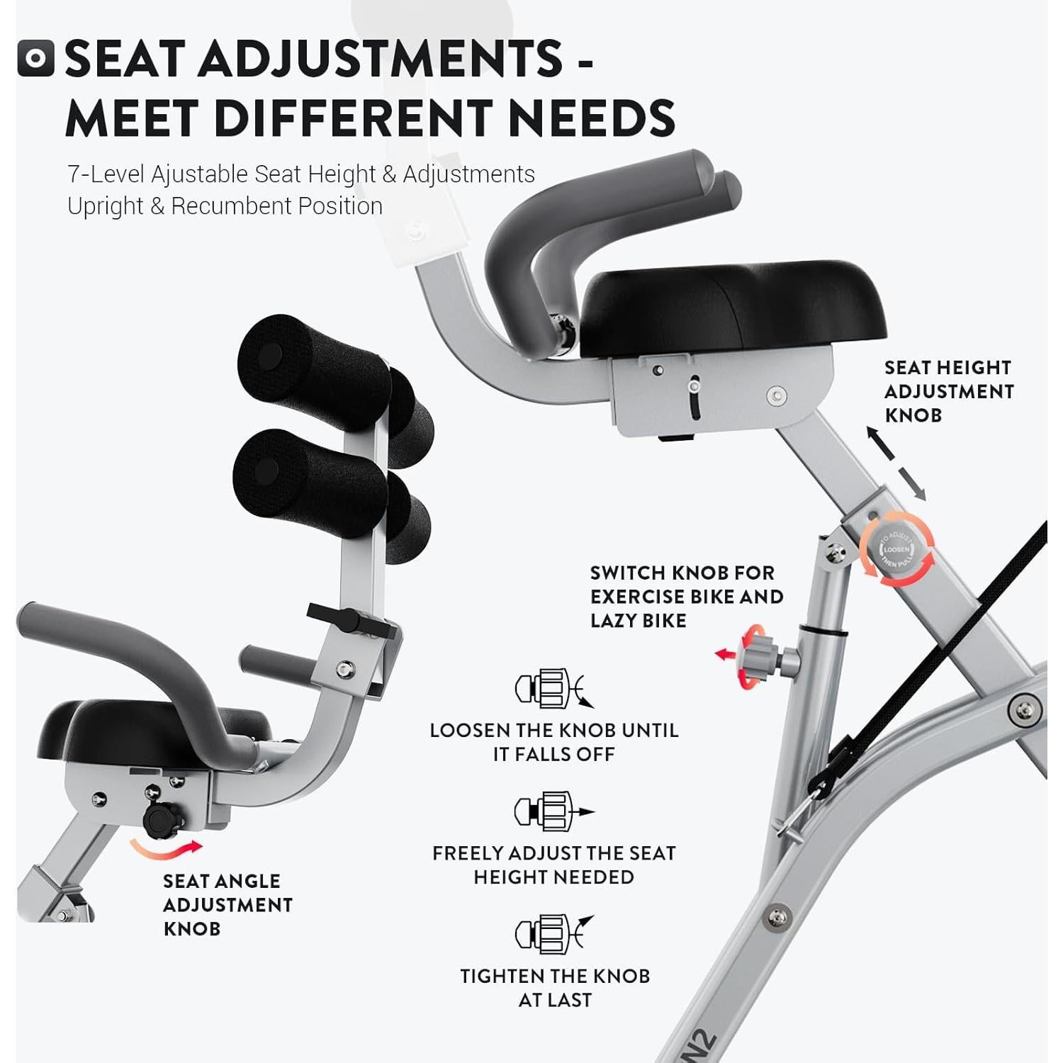 Bicicleta de Ejercicio Plegable Birdfeel 5-en-1 Resistencia Magnética