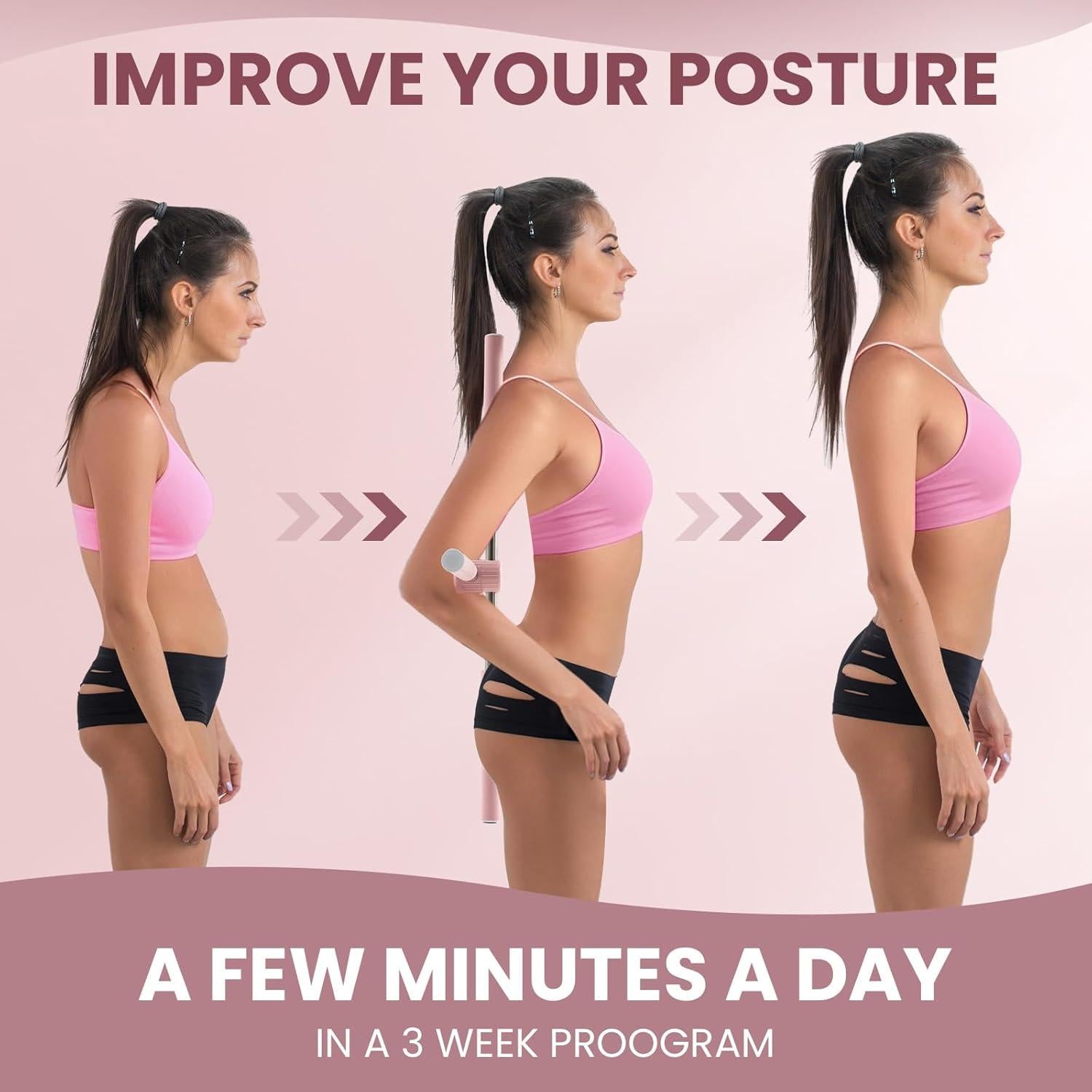 Corrector de Postura Gilprop AYO2428 Rosa + 2 Bandas Resistencia