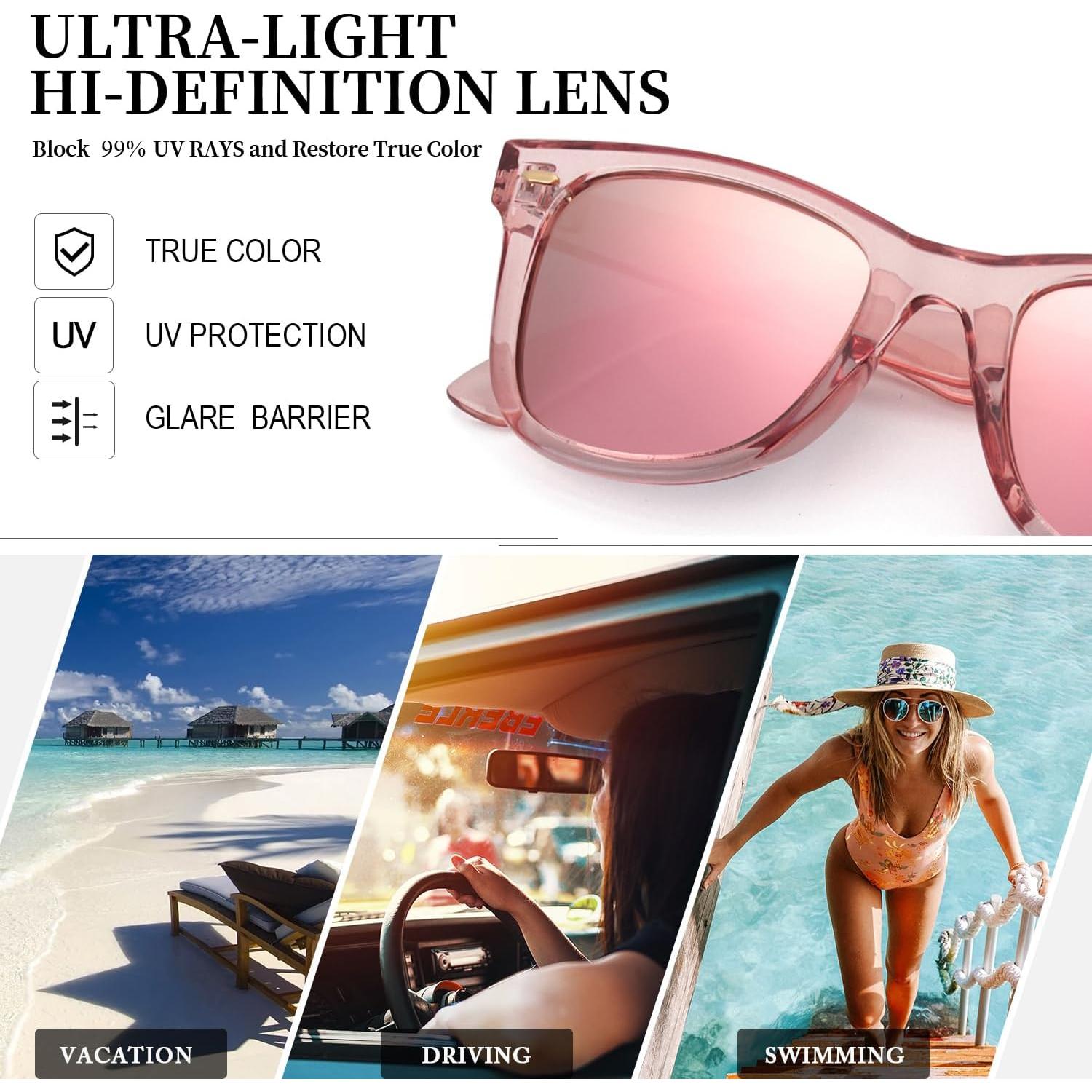 Gafas de sol Myiaur para mujeres polarizadas UV400 rosa