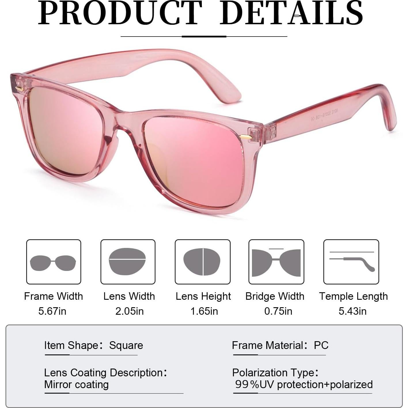Gafas de sol Myiaur para mujeres polarizadas UV400 rosa