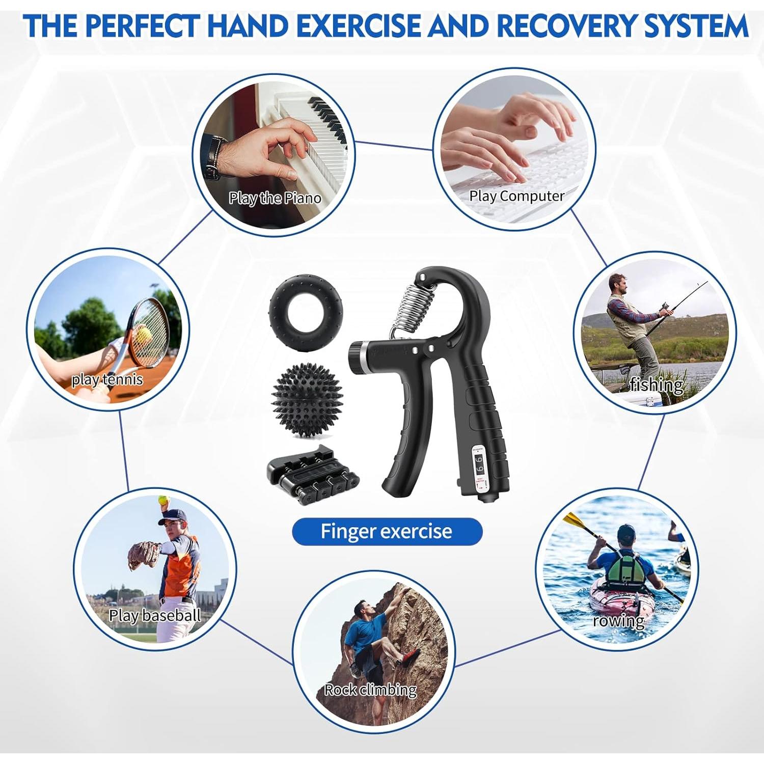 Kit de Fortalecimiento de Agarre de Mano SOUFORCE - 7 Piezas Ajustables