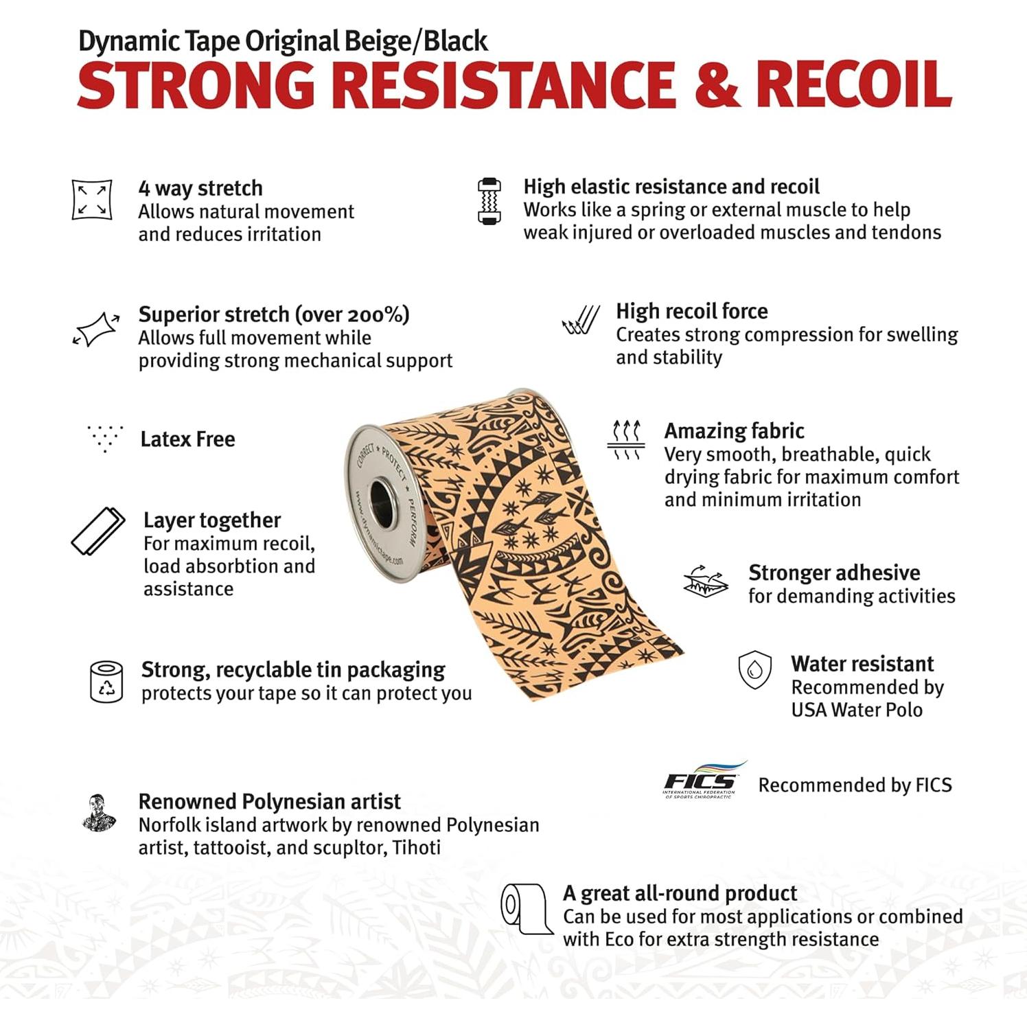 Cinta Dinámica Biomecánica 3 Rollos 5.08 cm - Original, Eco, Powerband