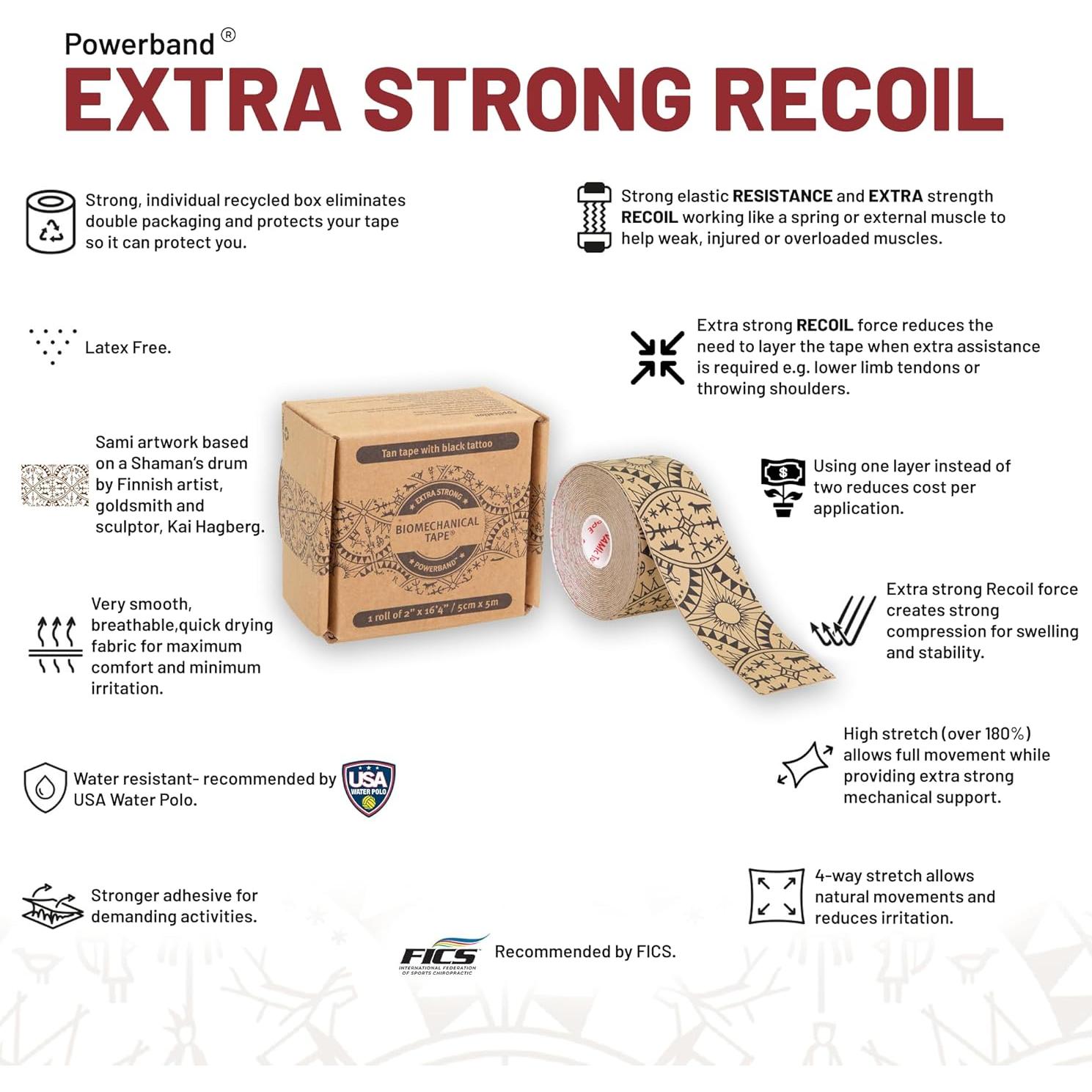 Cinta Dinámica Biomecánica 3 Rollos 5.08 cm - Original, Eco, Powerband