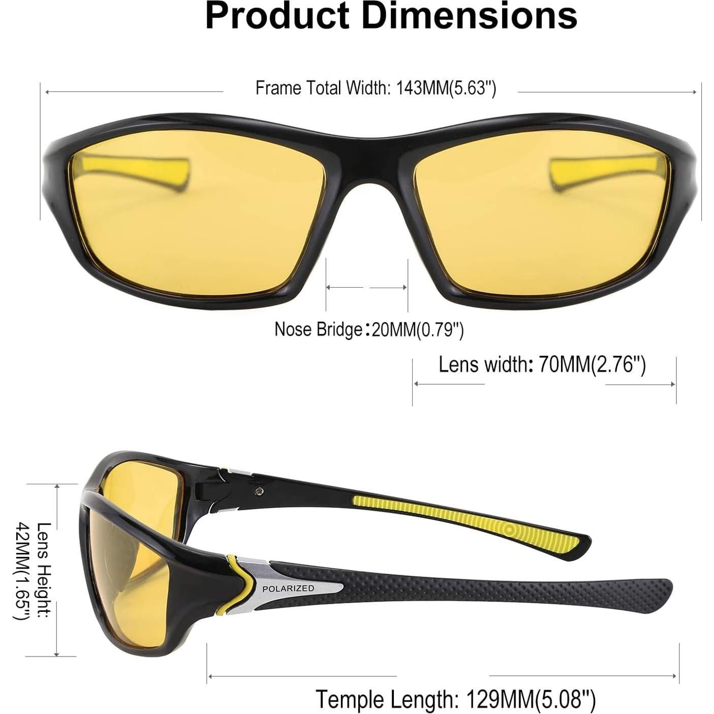 FEISEDY Gafas de Sol Polarizadas Amarillas para Hombres