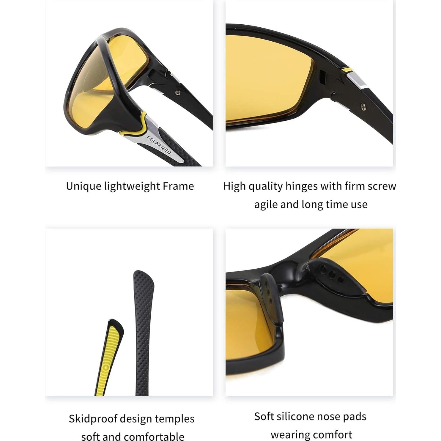 FEISEDY Gafas de Sol Polarizadas Amarillas para Hombres