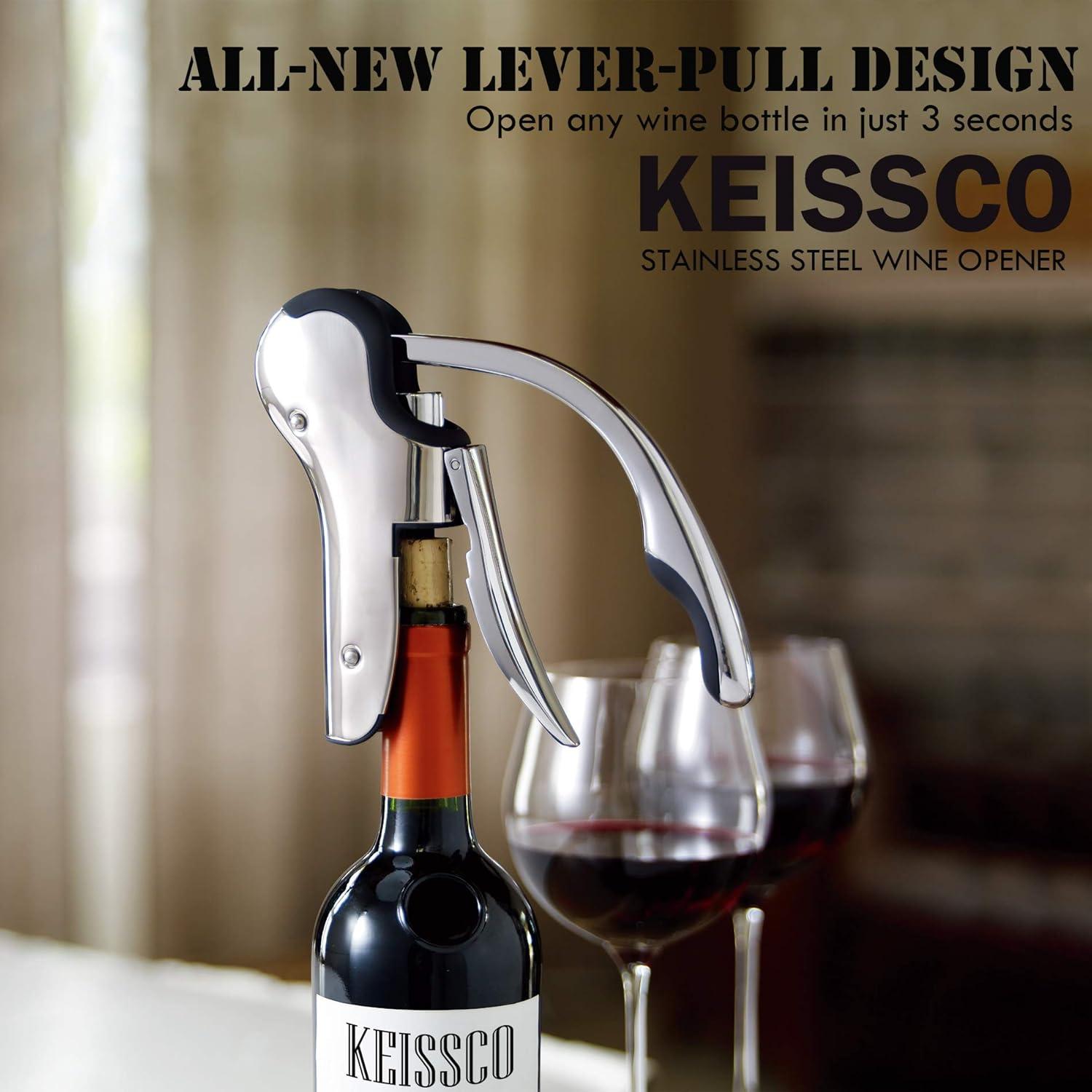 Abrebotellas de Vino KEISSCO Acero Inoxidable con Cortador
