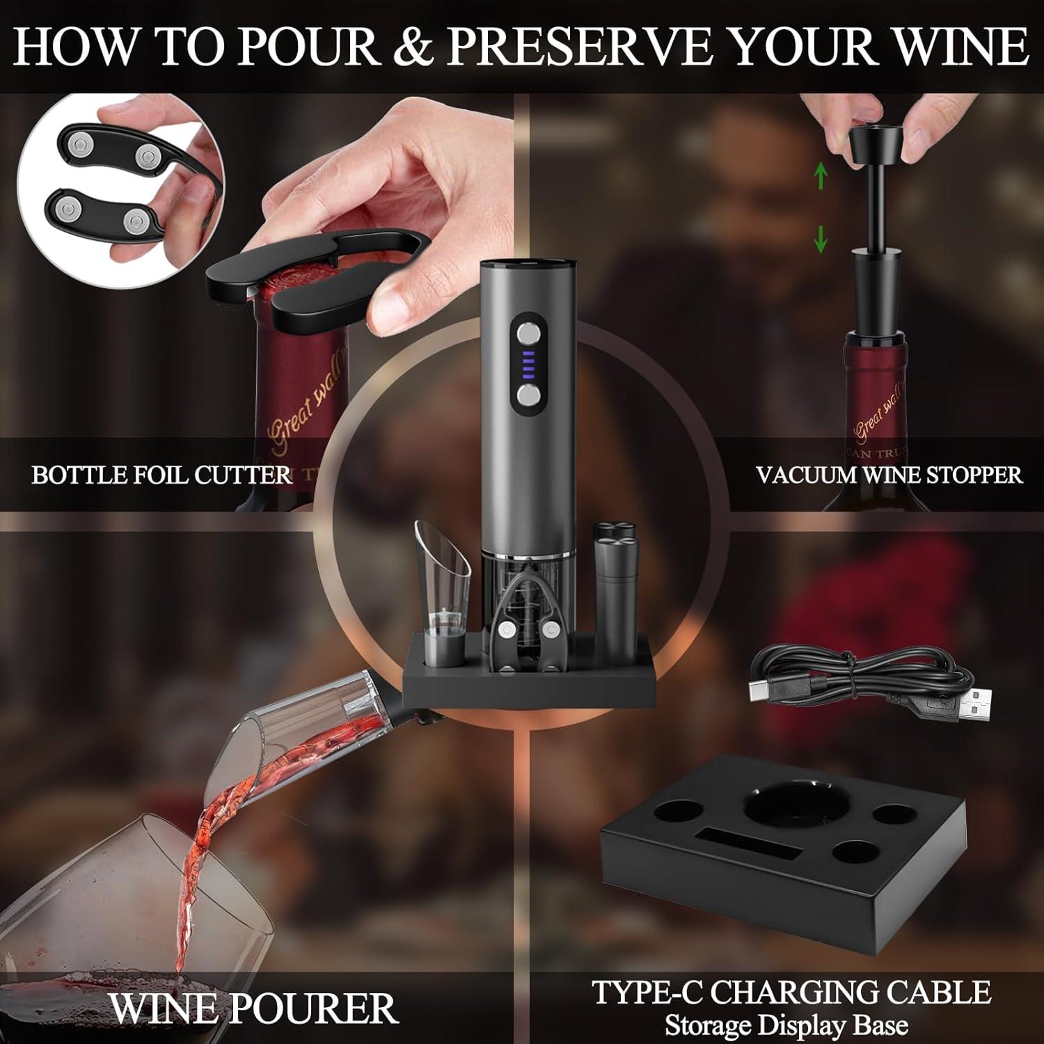 Abridor de Vino Eléctrico Marchpower Automático con Accesorios