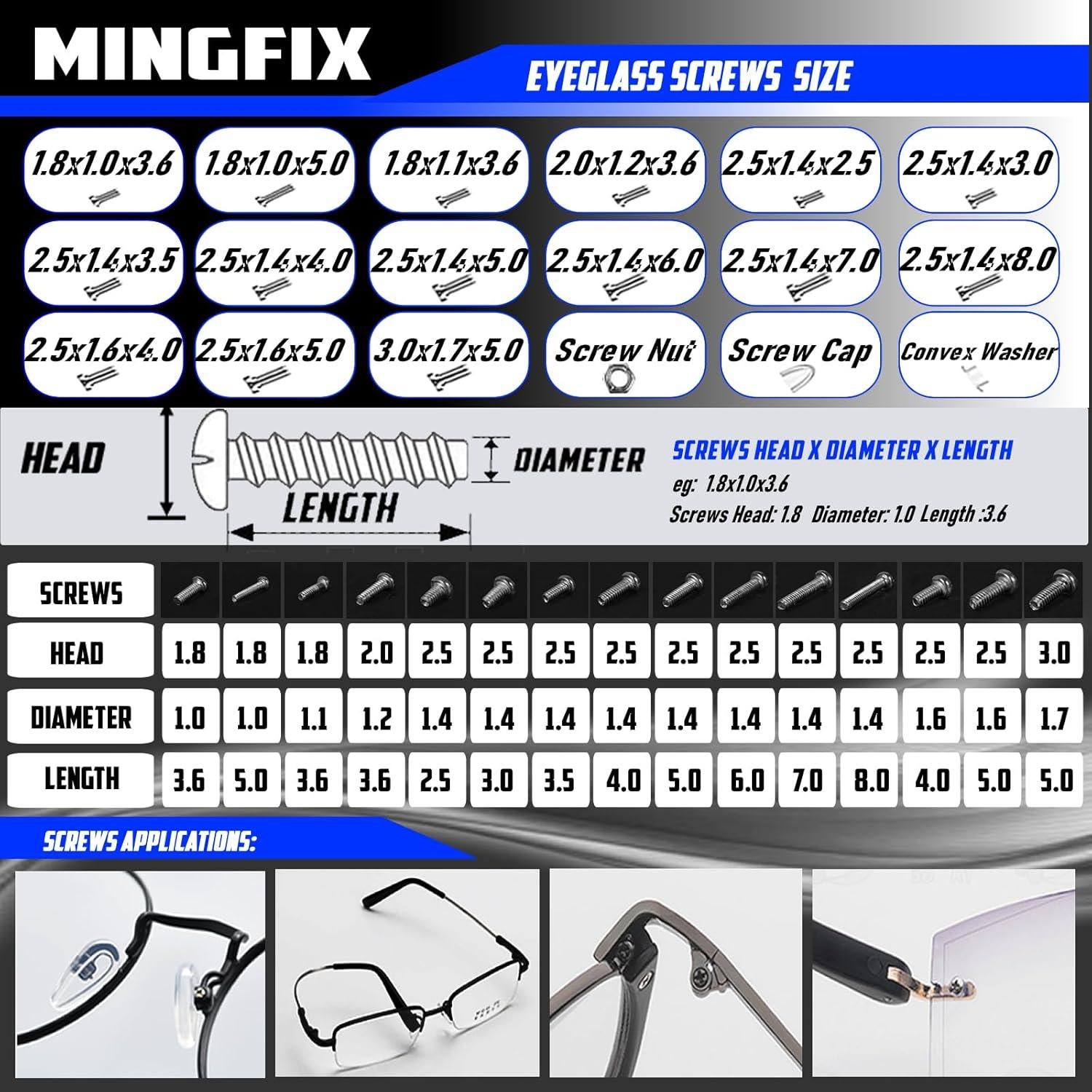 Kit de Reparación de Gafas MINGFIX con Tornillos y Pinzas