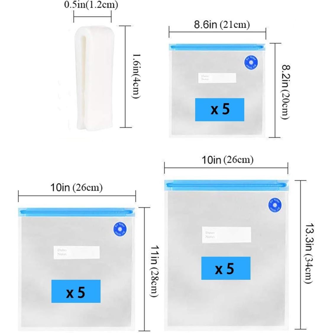 Bolsas de Sellado al Vacío MOVEHI 15 Piezas Reutilizables